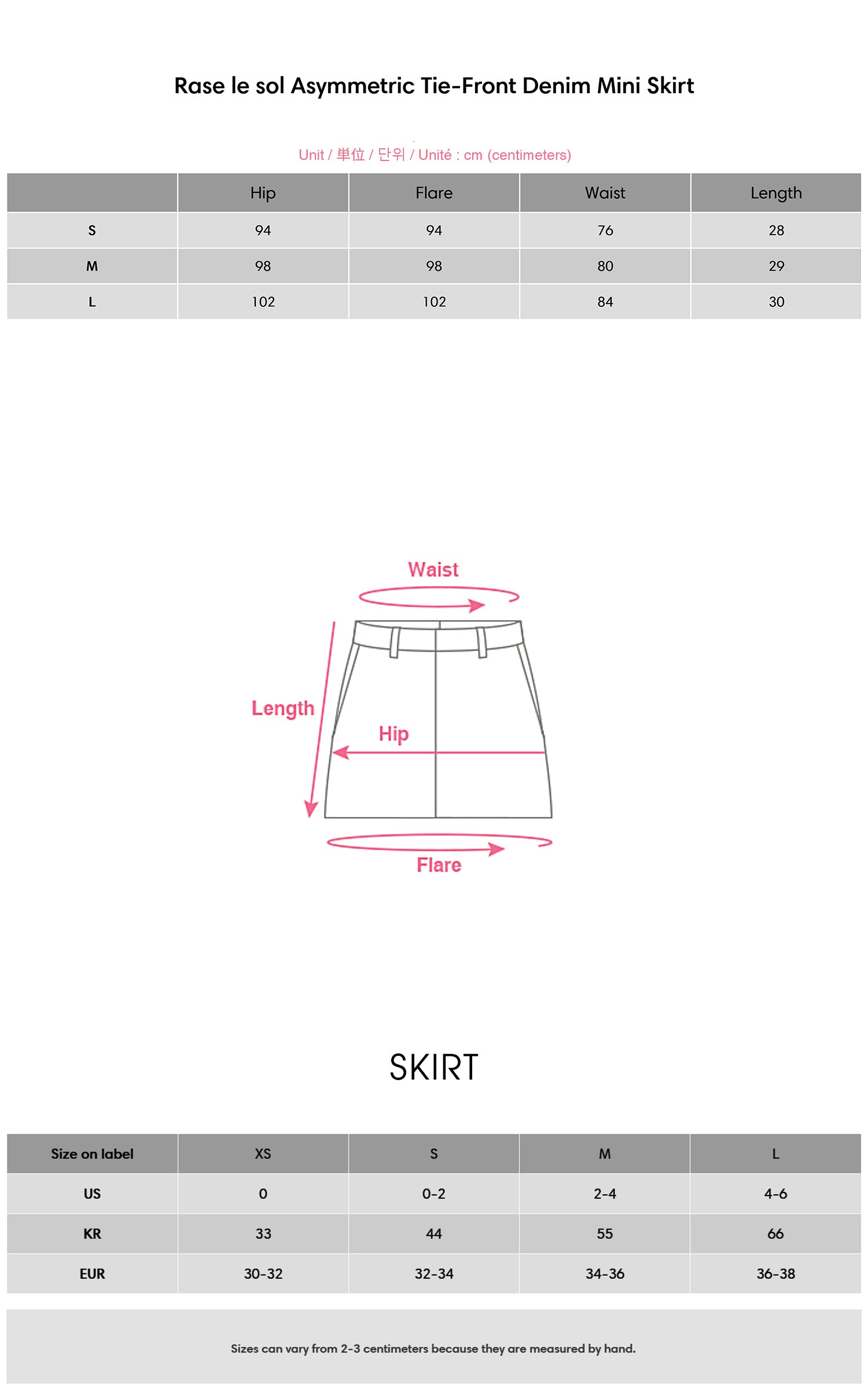 Rase le sol Asymmetric Tie-Front Denim Mini Skirt