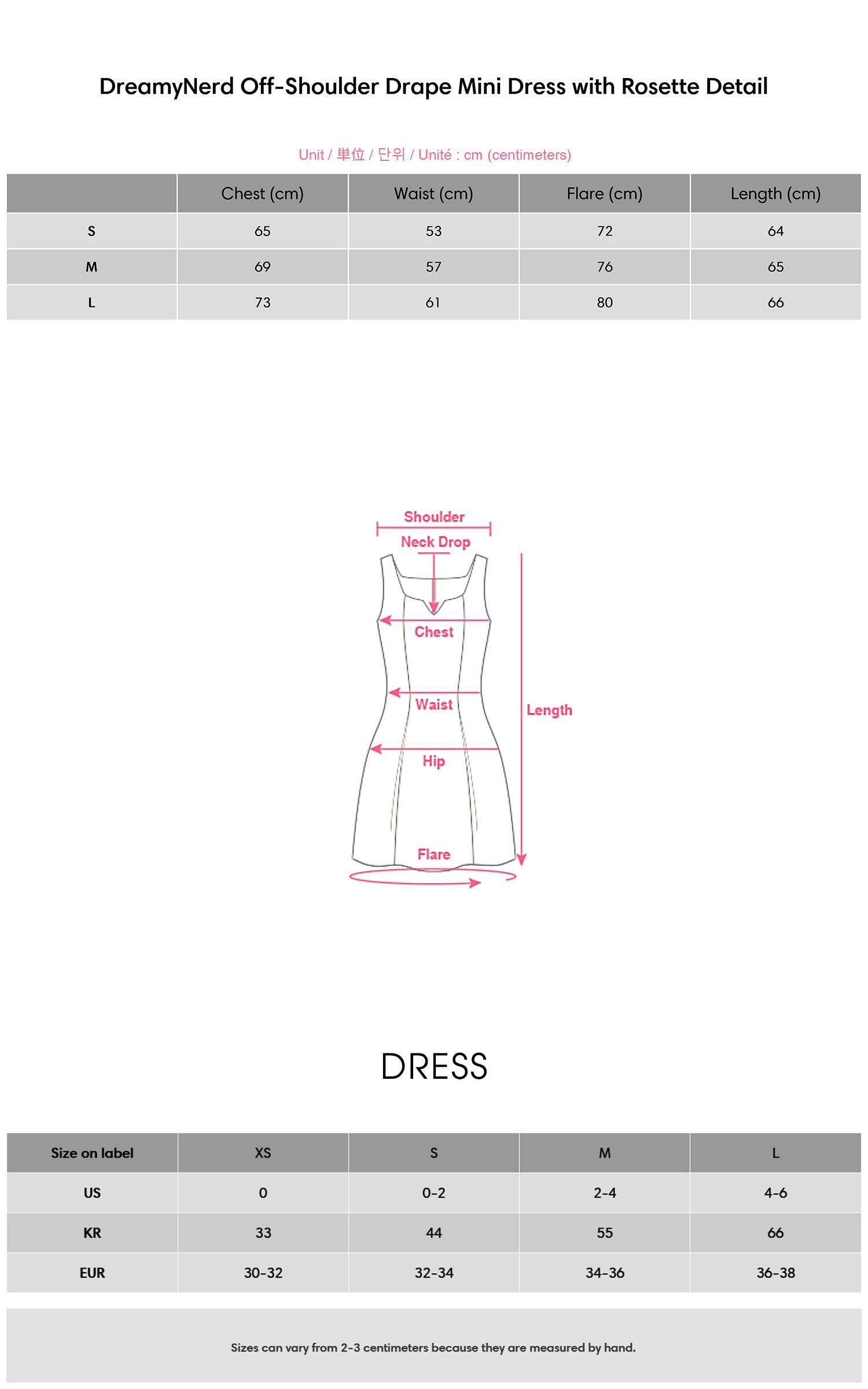 DreamyNerd Off-Shoulder Drape Mini Dress with Rosette Detail - PINKPARKS