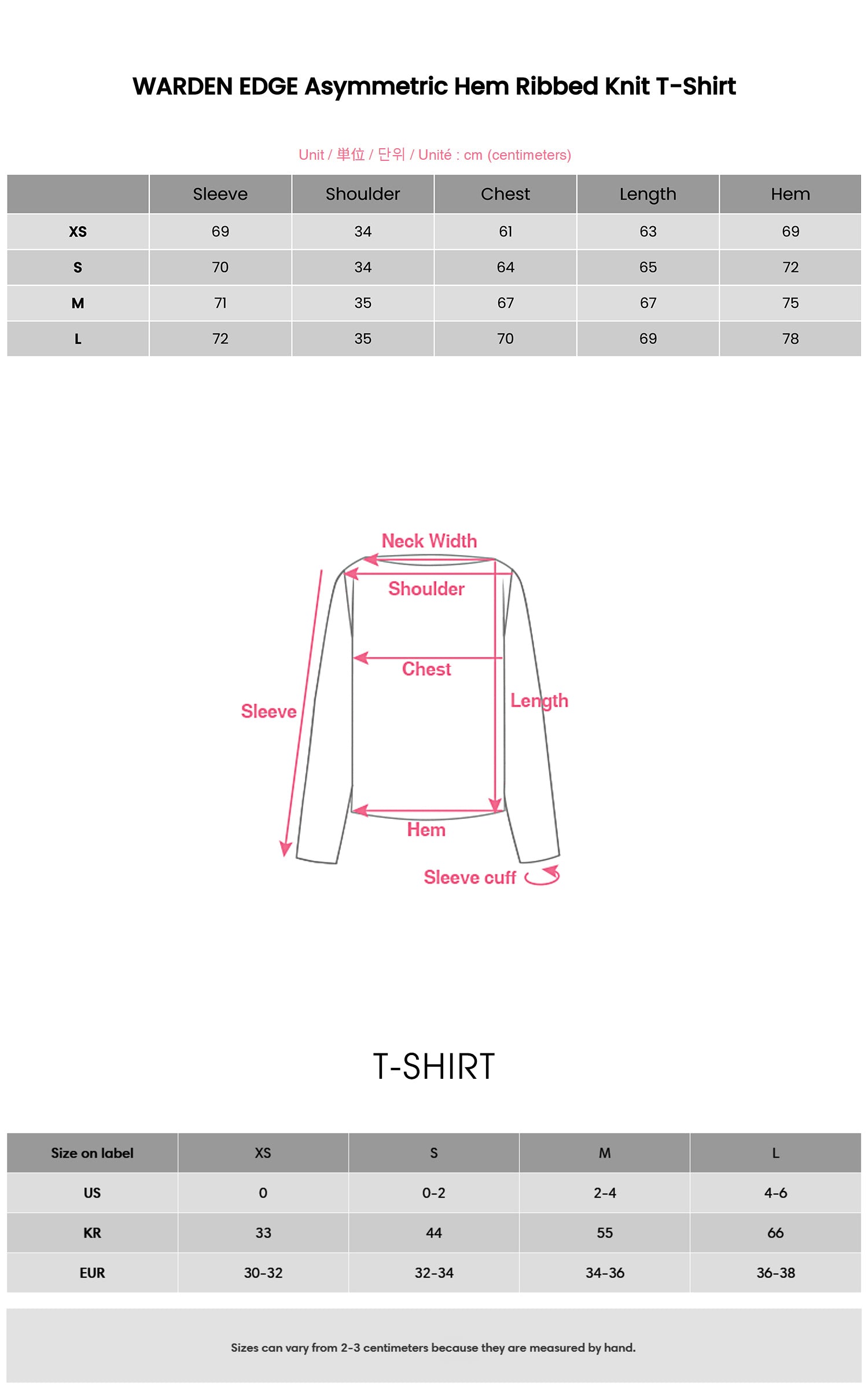 WARDEN EDGE Asymmetric Hem Ribbed Knit T-Shirt