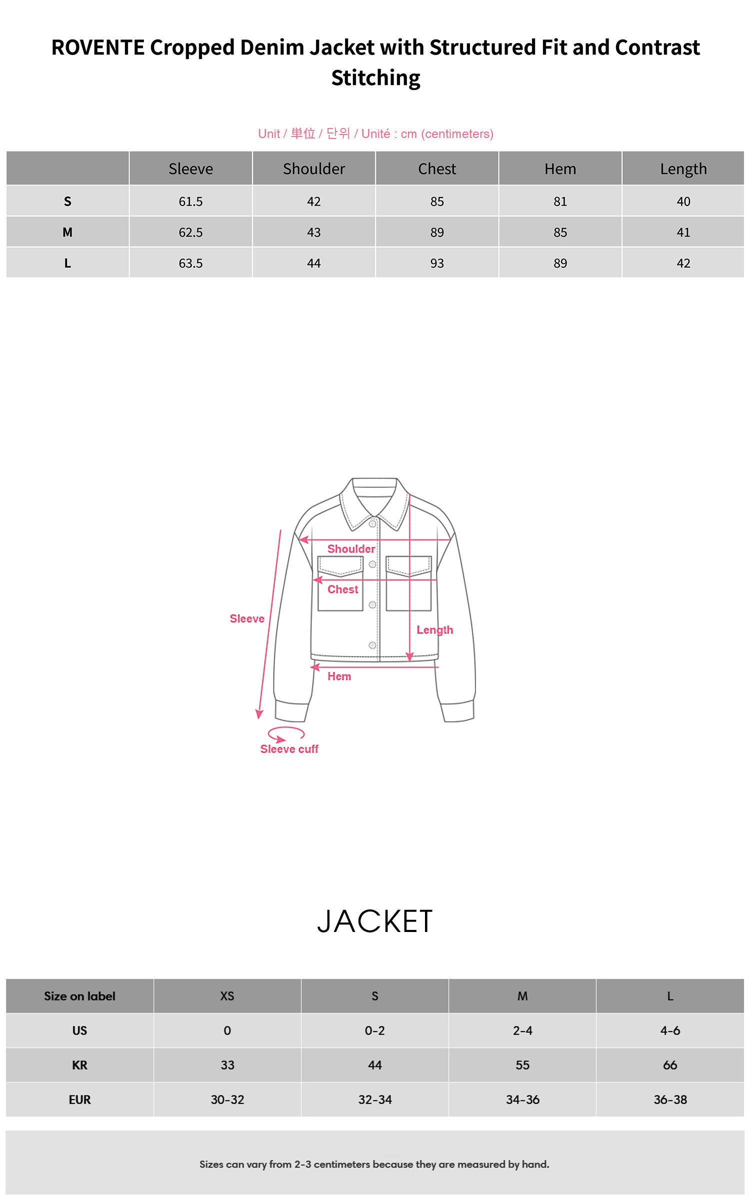 ROVENTE Cropped Denim Jacket with Structured Fit and Contrast Stitching