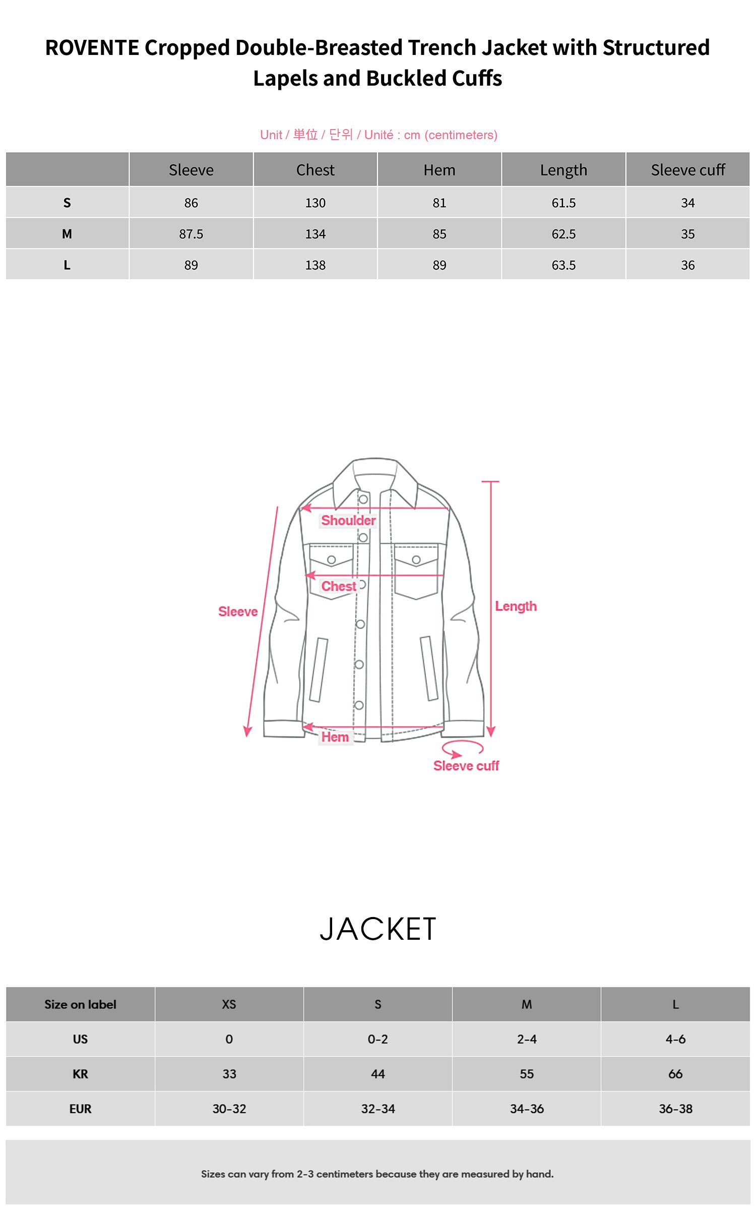 ROVENTE Cropped Double-Breasted Trench Jacket with Structured Lapels and Buckled Cuffs