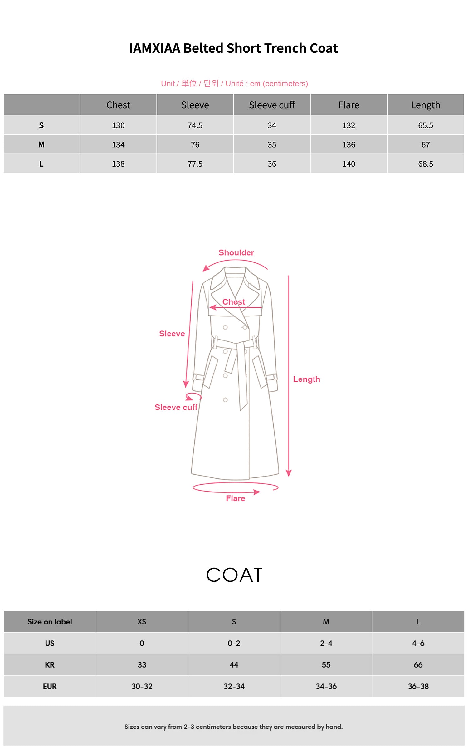 IAMXIAA Belted Short Trench Coat