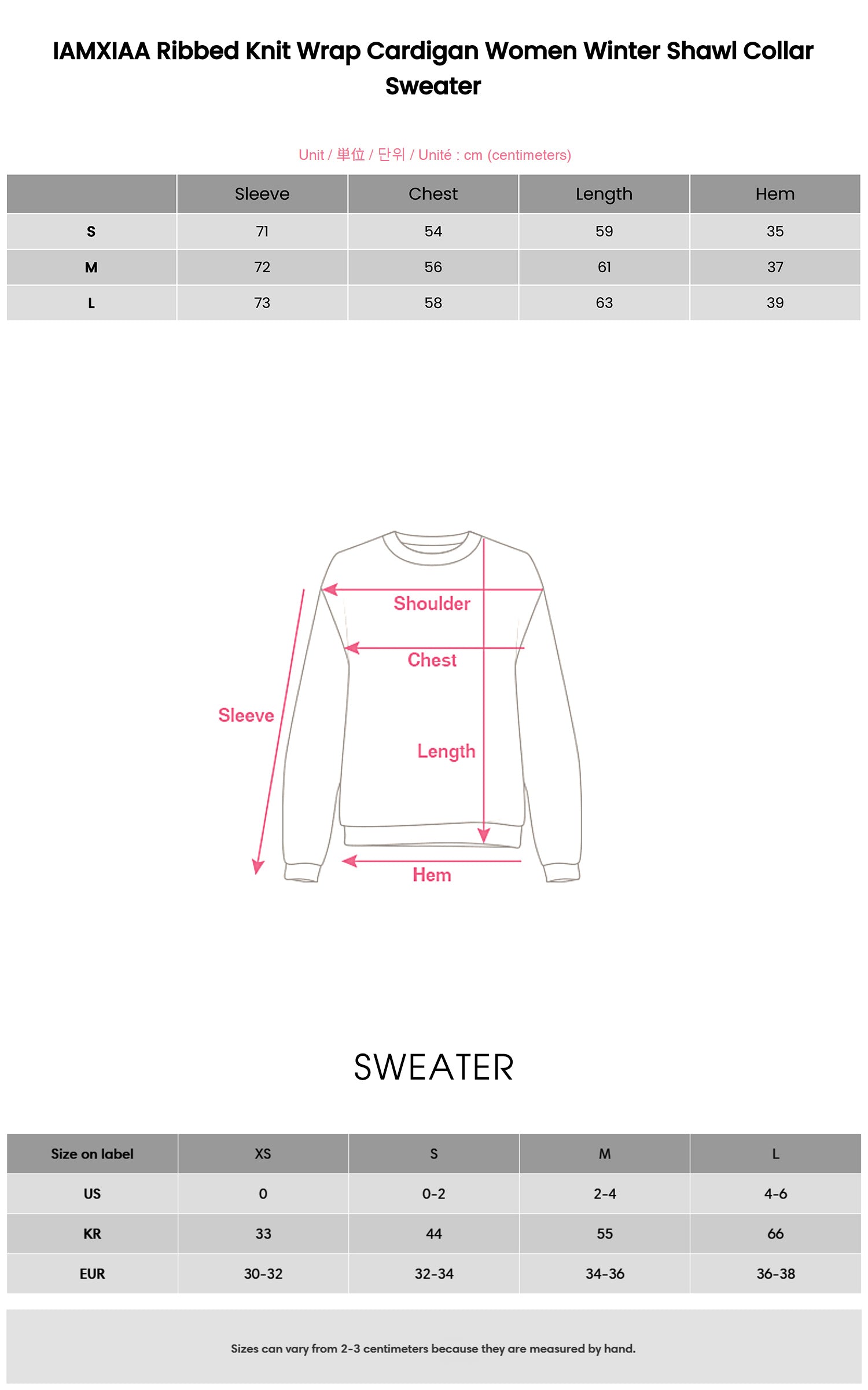 IAMXIAA Ribbed Knit Wrap Cardigan Women Winter Shawl Collar Sweater