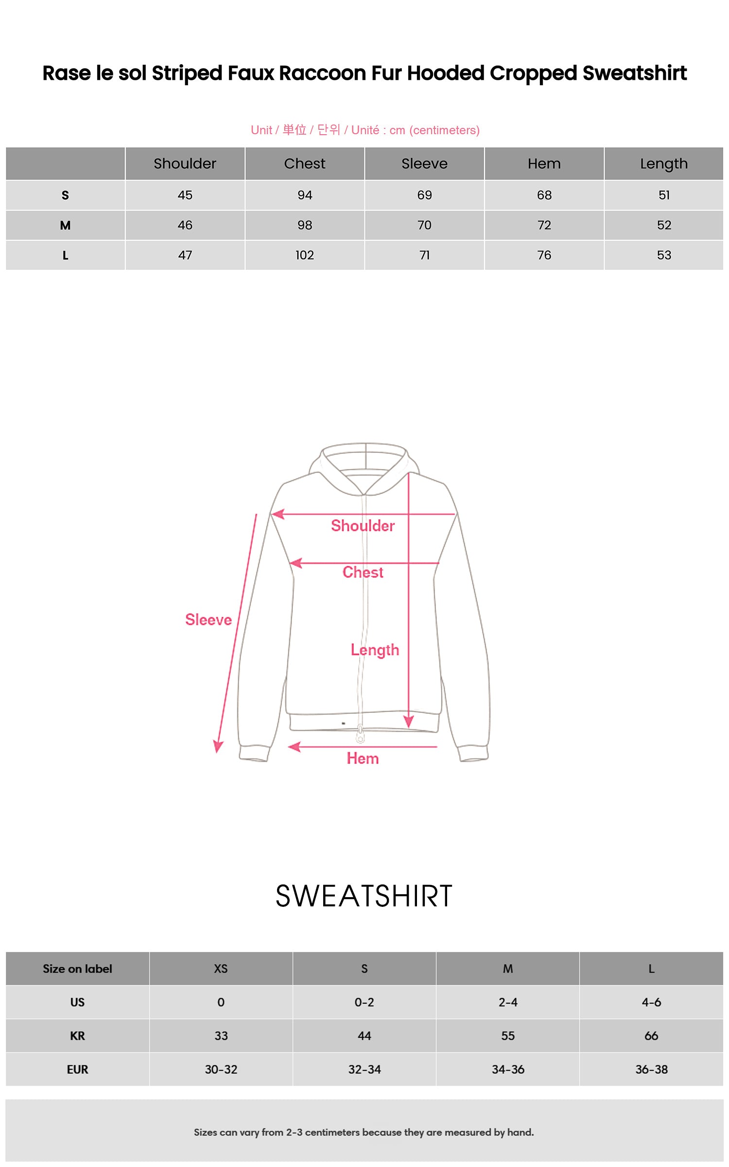 Rase le sol Striped Faux Raccoon Fur Hooded Cropped Sweatshirt