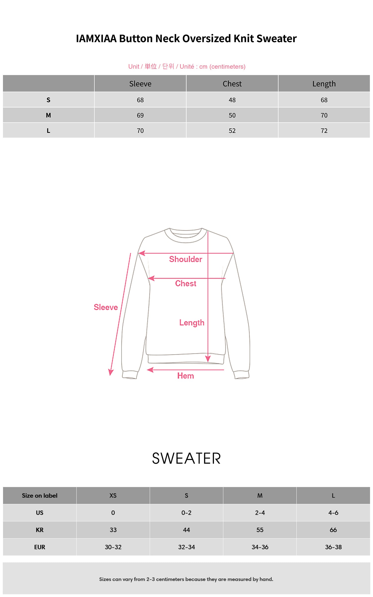 IAMXIAA Button Neck Oversized Knit Sweater