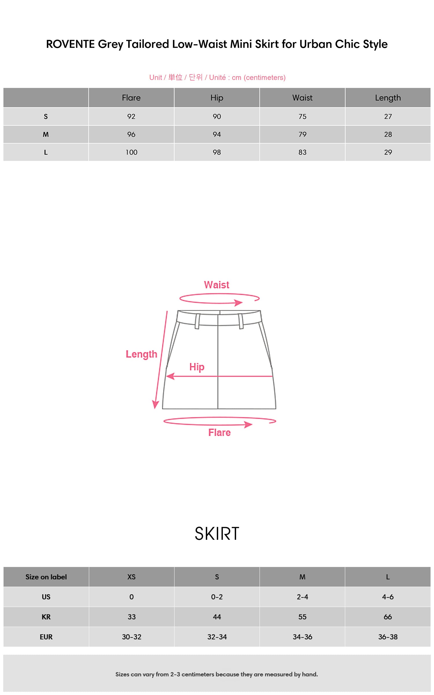 ROVENTE Grey Tailored Low-Waist Mini Skirt for Urban Chic Style