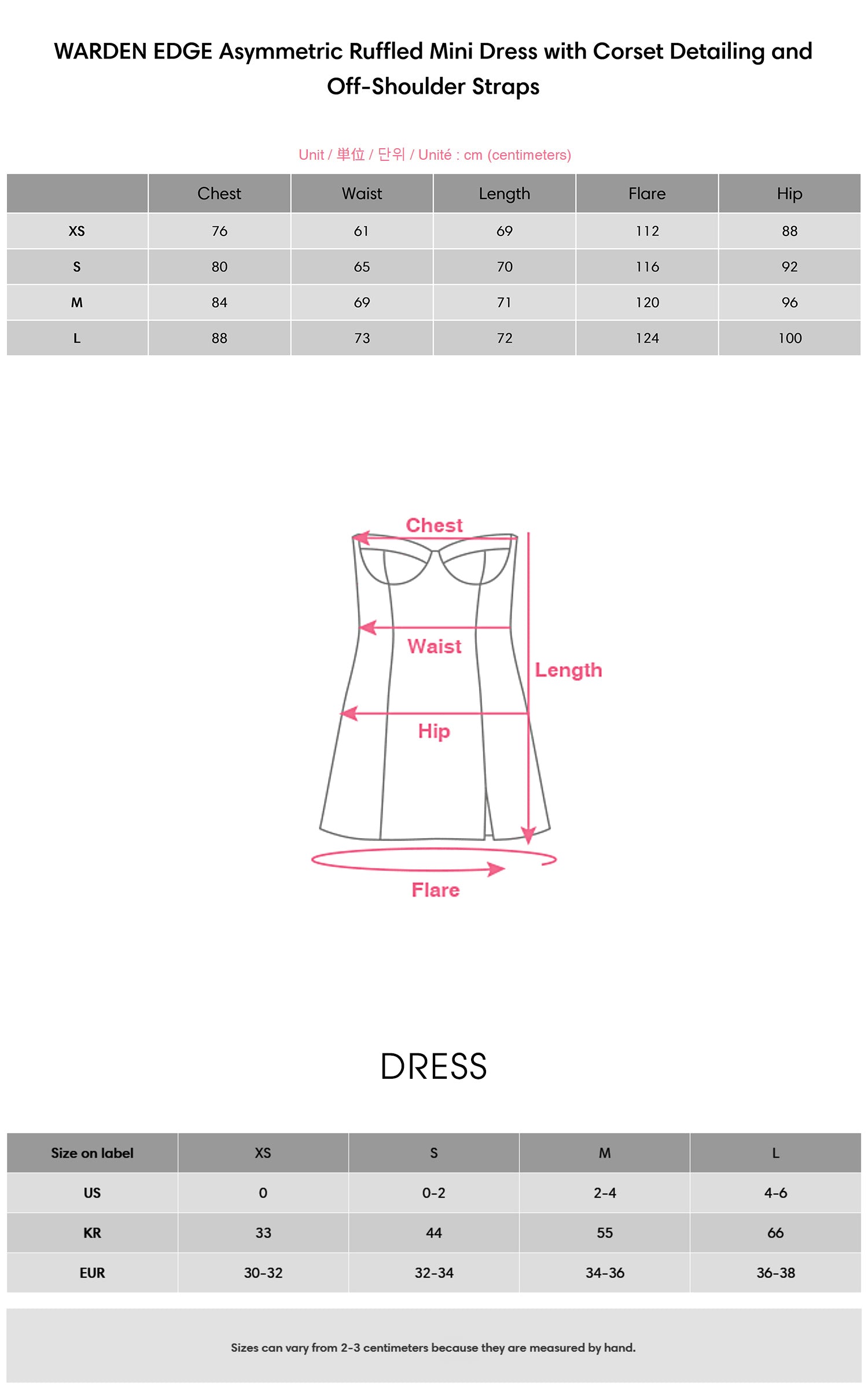 WARDEN EDGE Asymmetric Ruffled Mini Dress with Corset Detailing and Off-Shoulder Straps