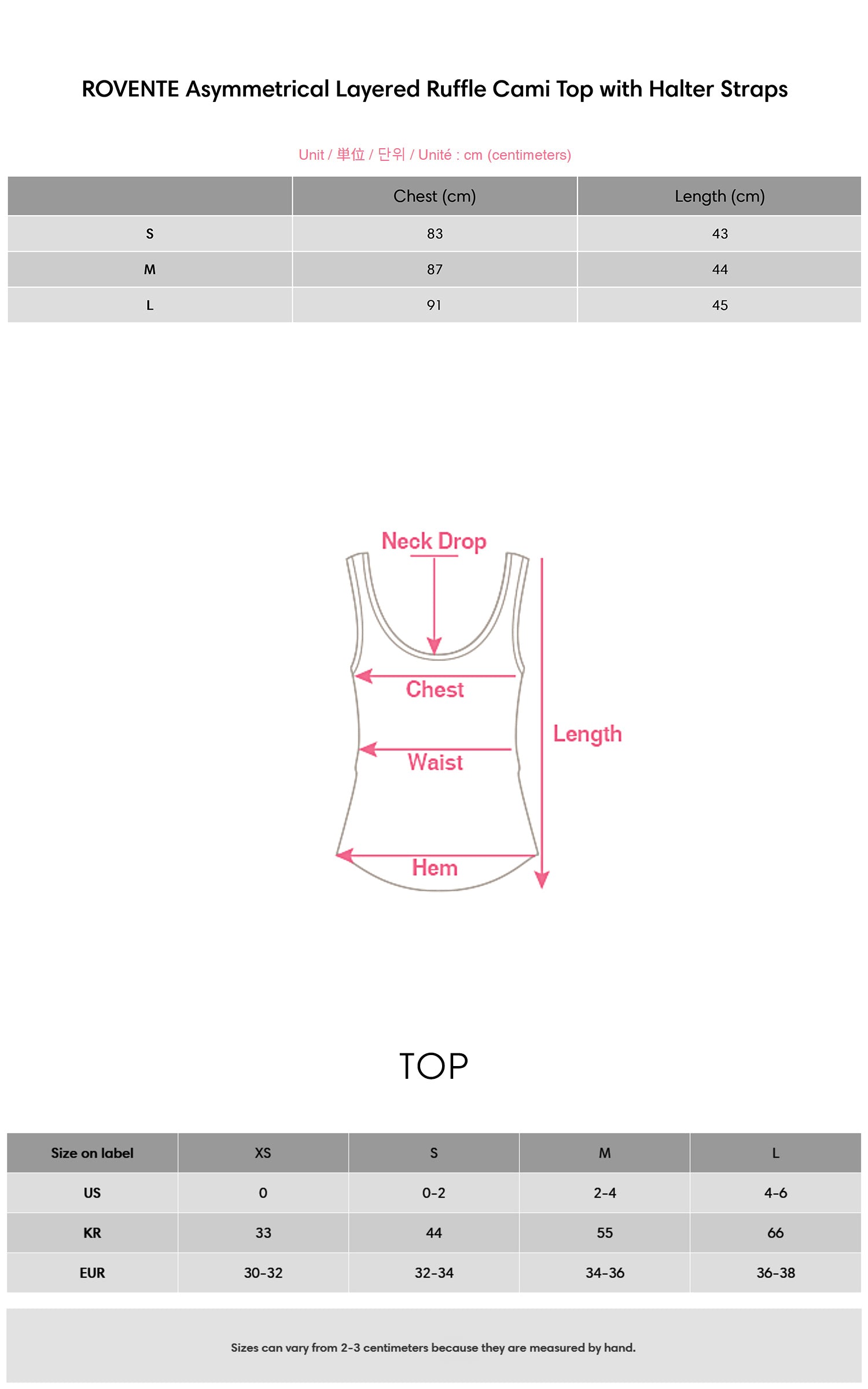 ROVENTE Asymmetrical Layered Ruffle Cami Top with Halter Straps - PINKPARKS