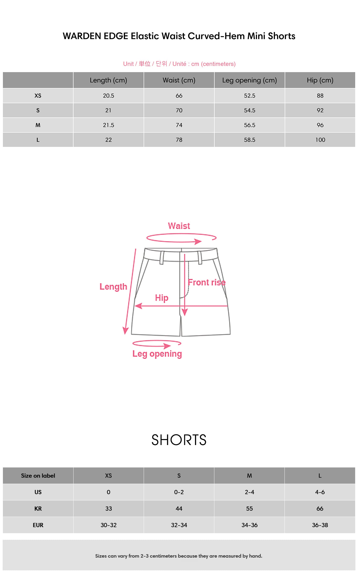 WARDEN EDGE Elastic Waist Curved-Hem Mini Shorts - PINKPARKS