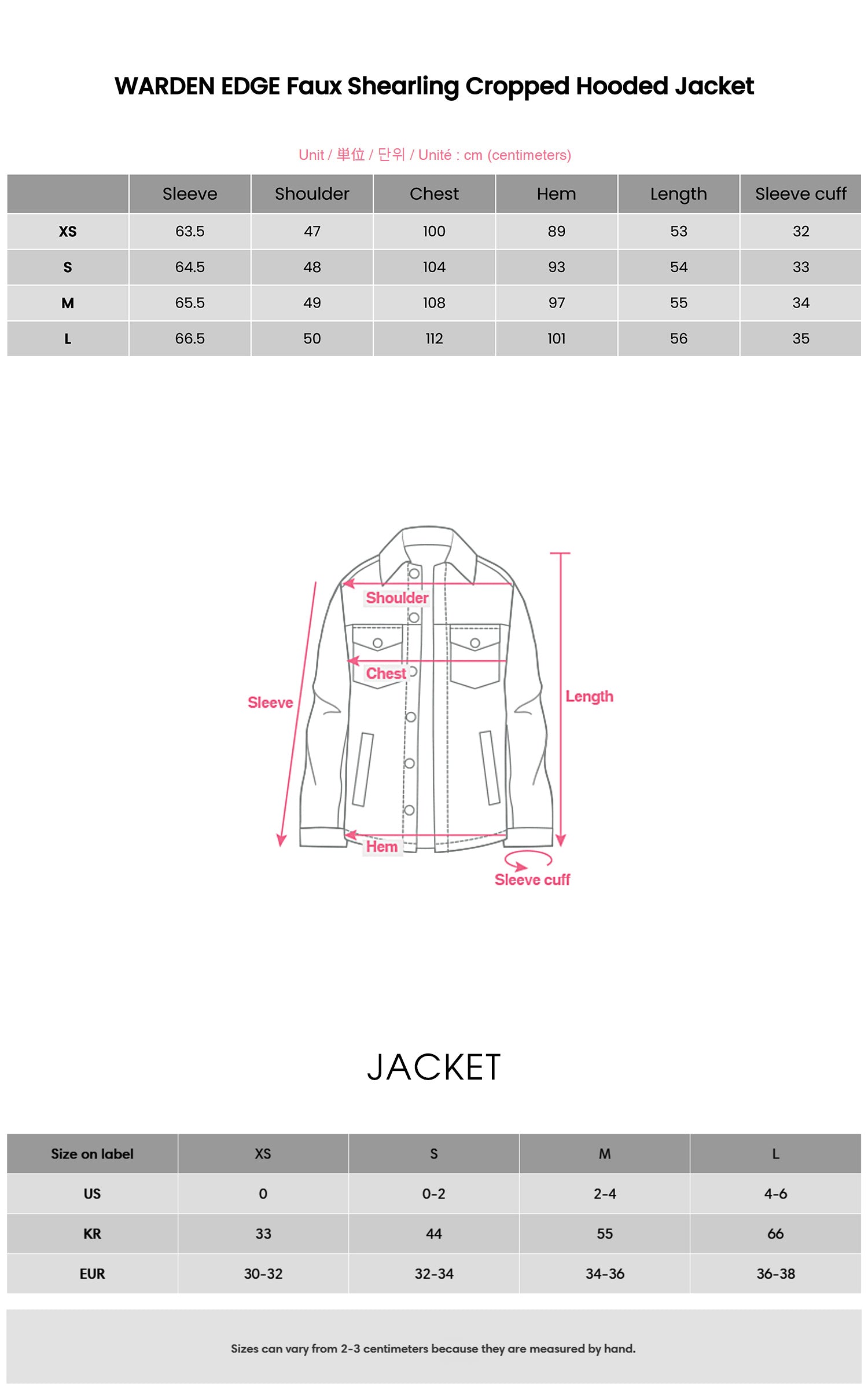 WARDEN EDGE フェイクシアリング クロップドフードジャケット
