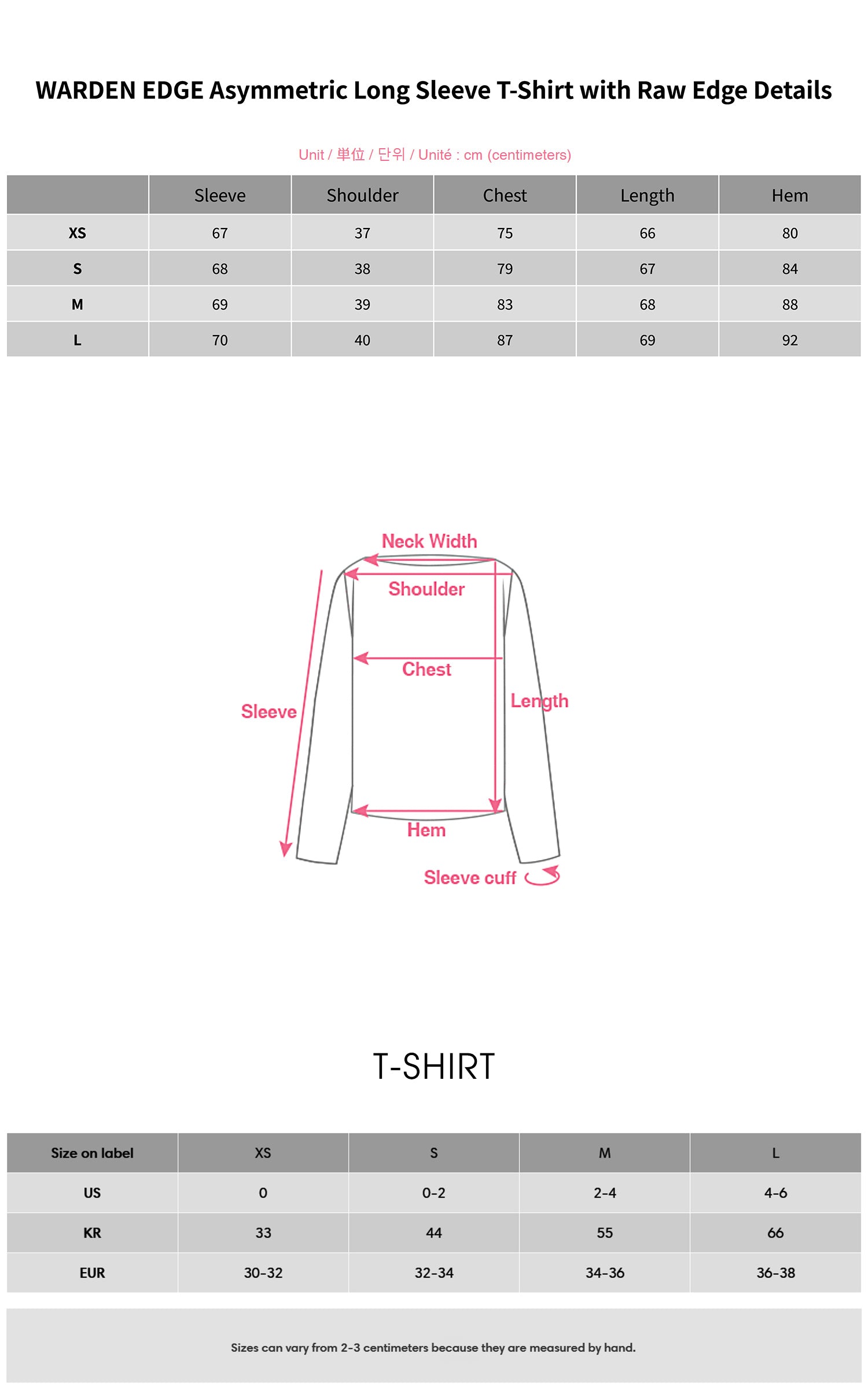 WARDEN EDGE T-shirt à manches longues asymétrique avec finitions bords bruts