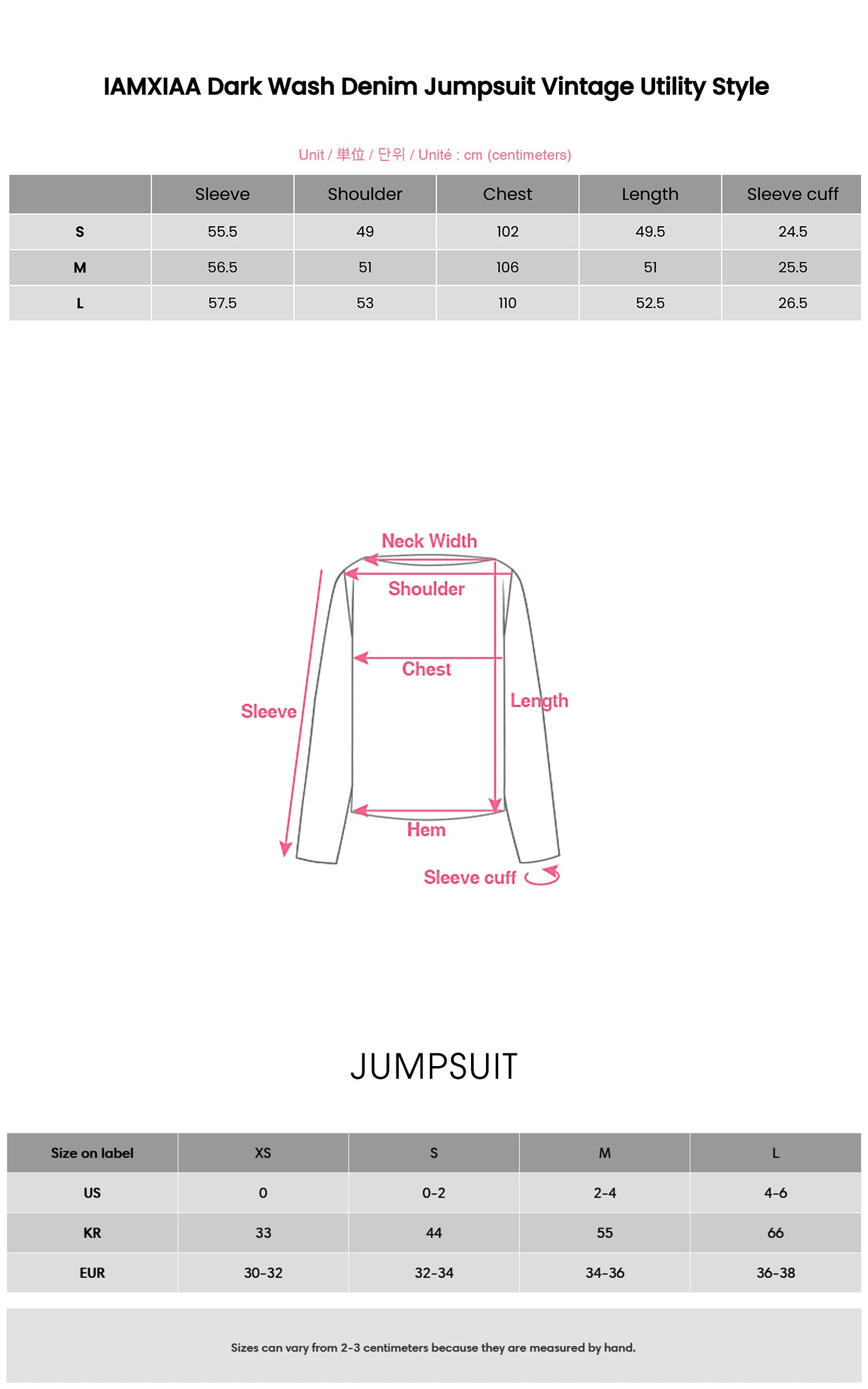 IAMXIAA Dark Wash Denim Jumpsuit Vintage Utility Style