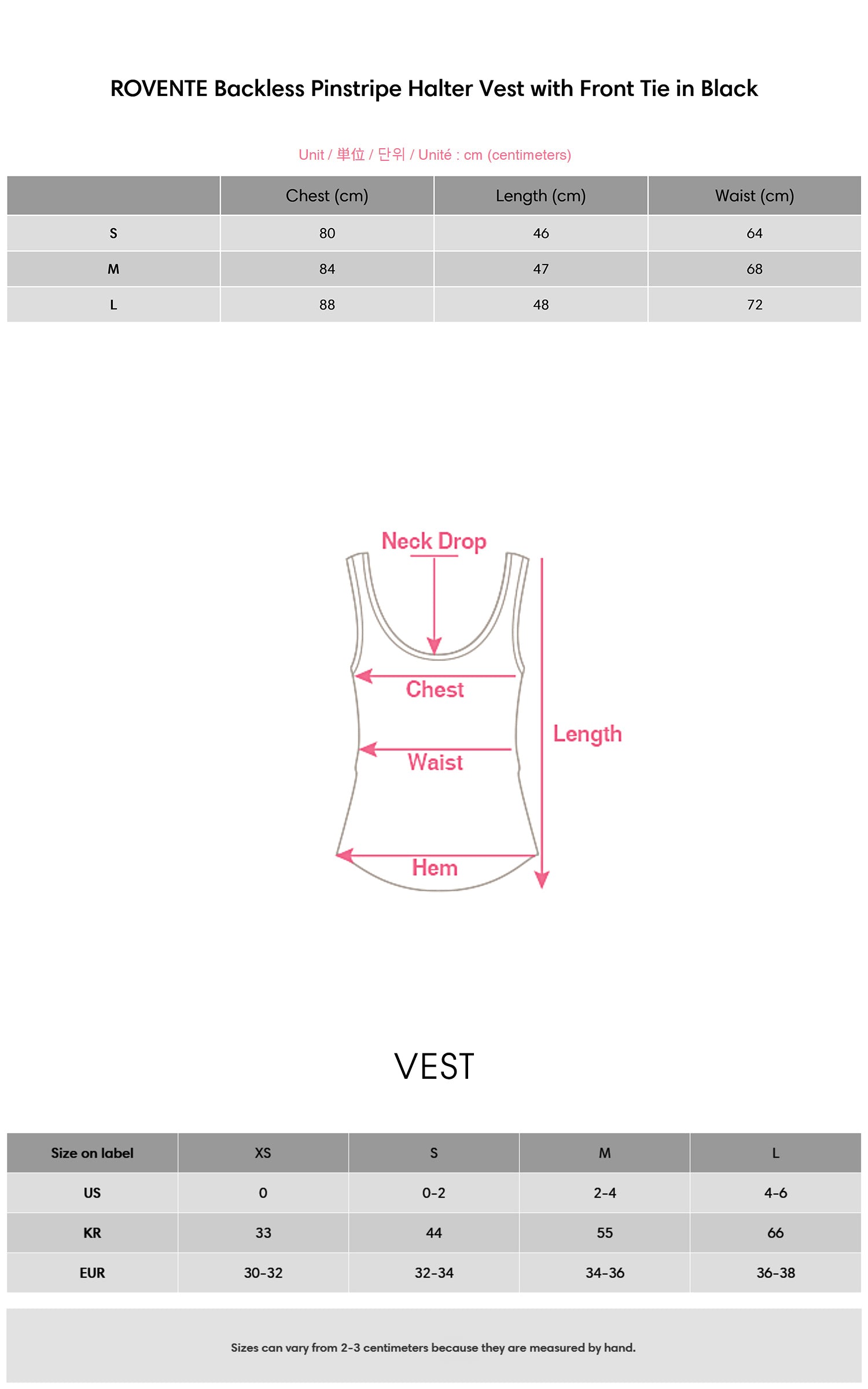 ROVENTE Backless Pinstripe Halter Vest with Front Tie in Black - PINKPARKS