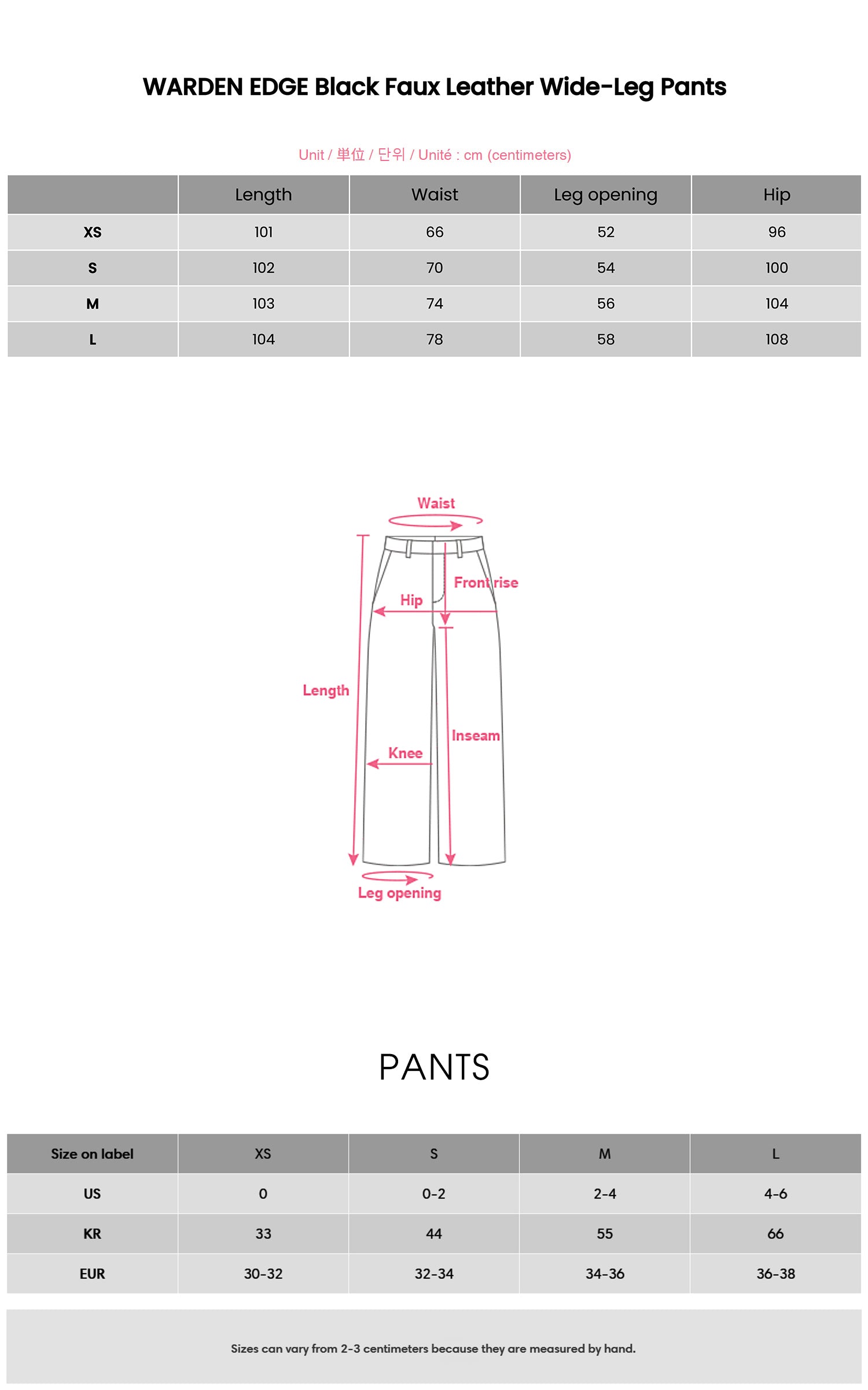 WARDEN EDGE ブラックフェイクレザー ワイドレッグパンツ
