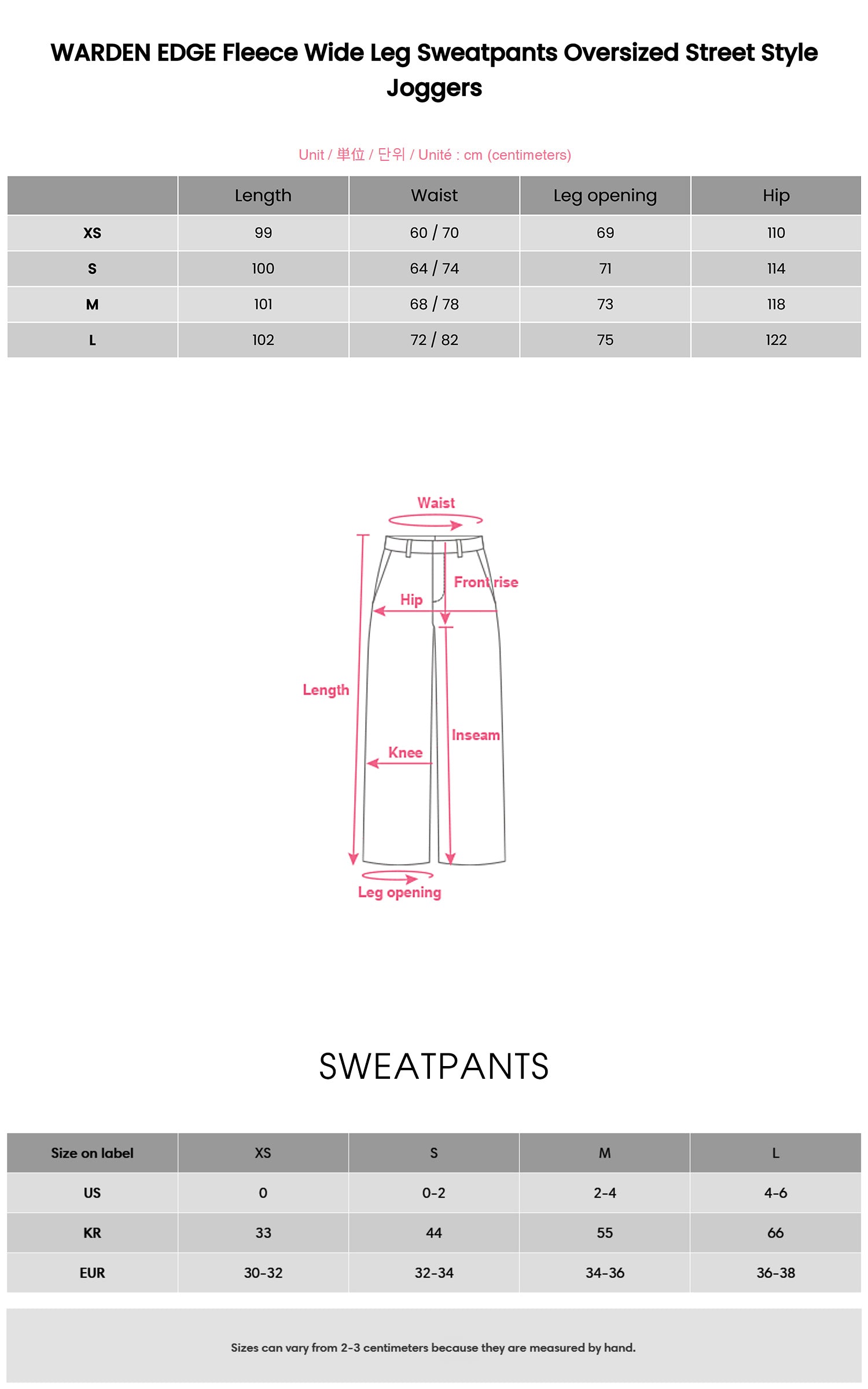 WARDEN EDGE Fleece Wide Leg Sweatpants Oversized Street Style Joggers