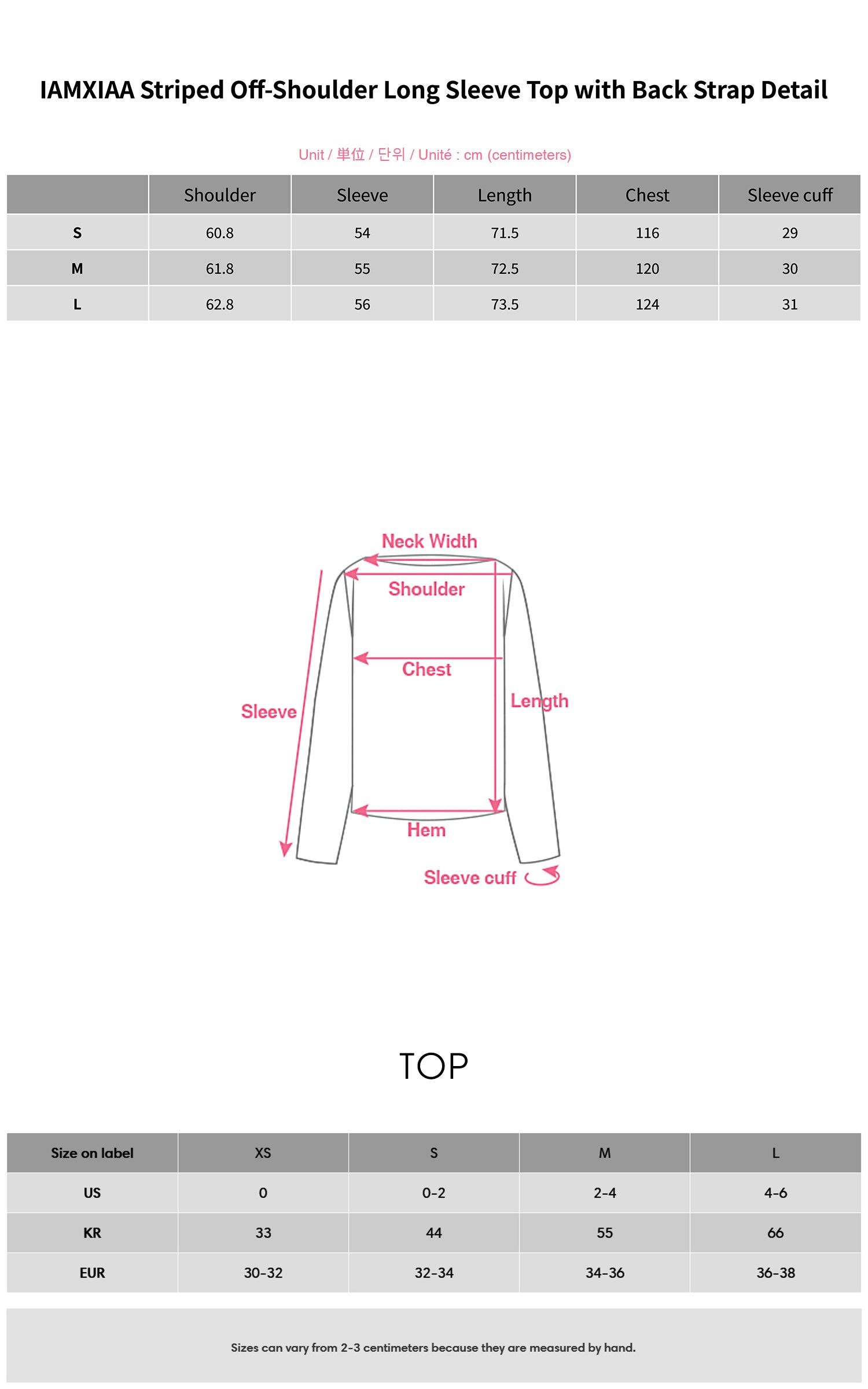 IAMXIAA Striped Off-Shoulder Long Sleeve Top with Back Strap Detail