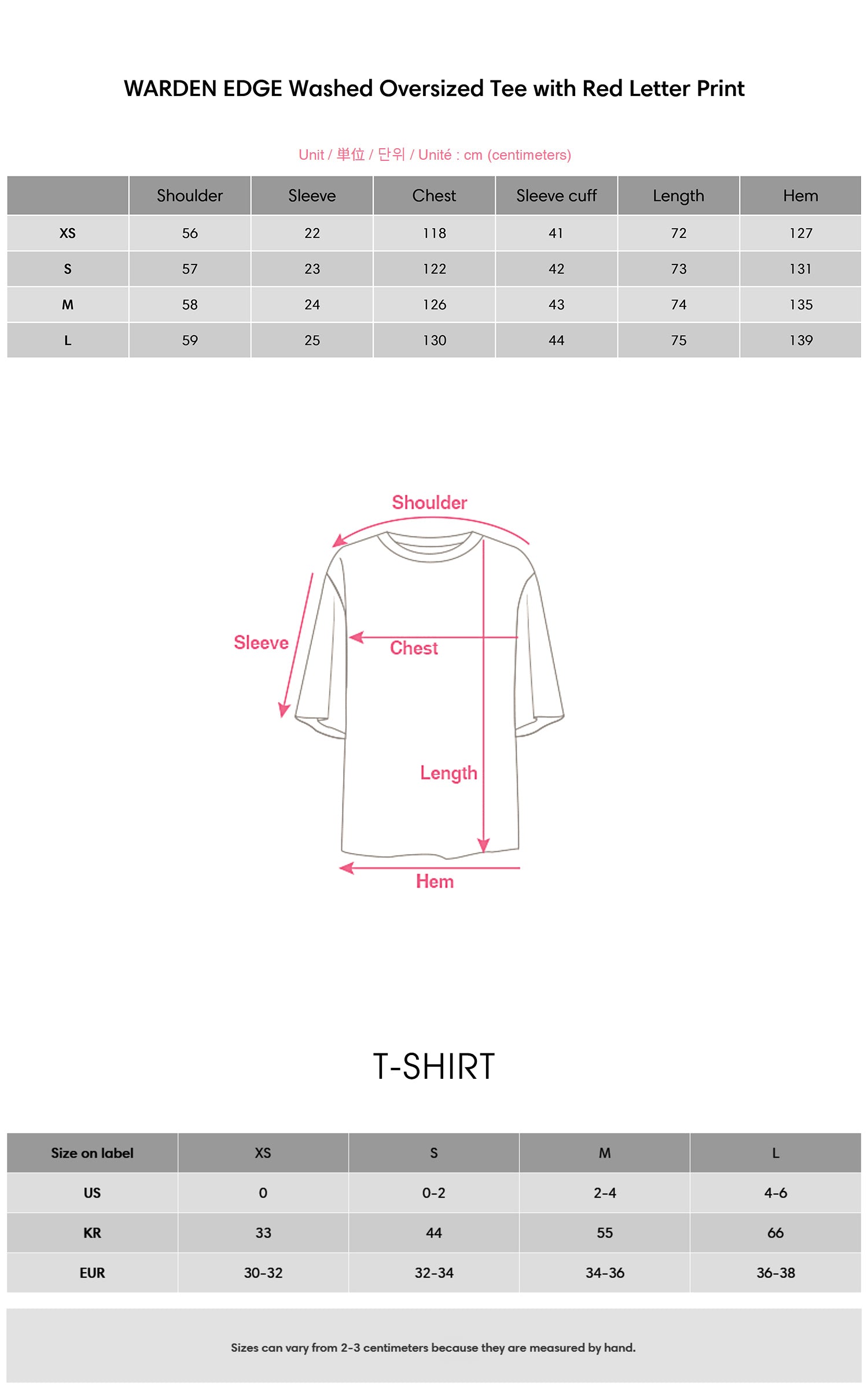 WARDEN EDGE Washed Oversized Tee with Red Letter Print