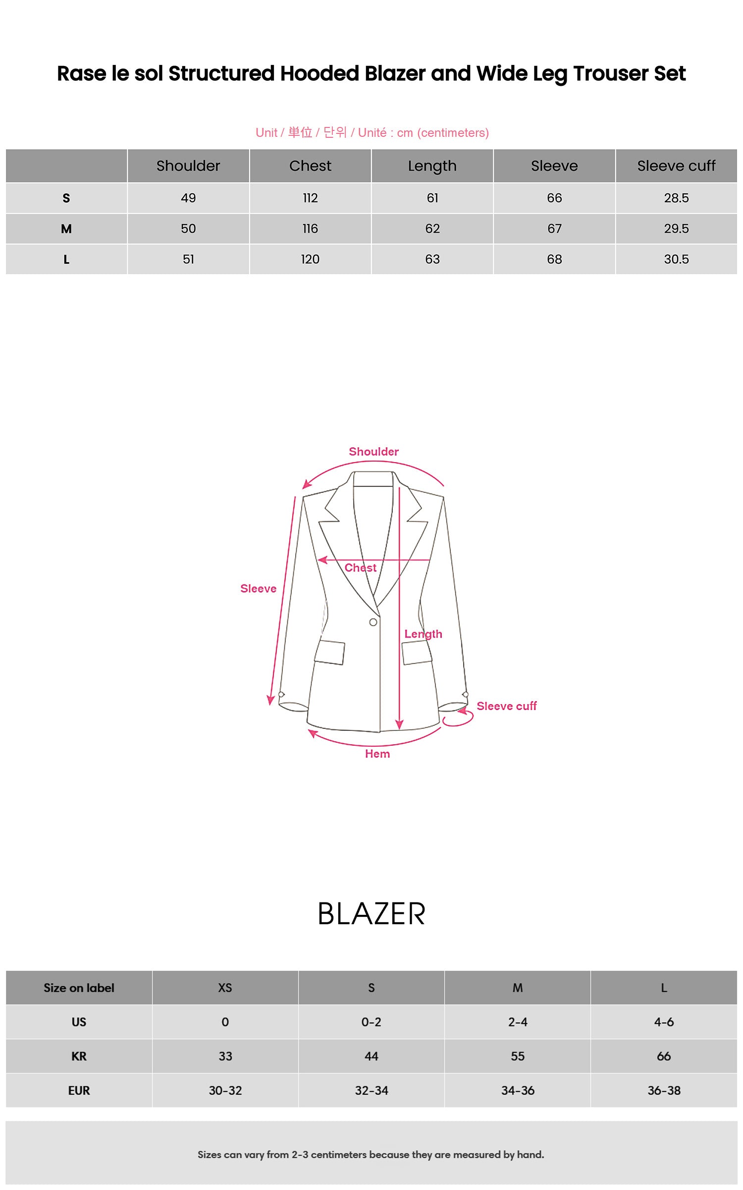 Rase le sol Structured Hooded Blazer and Wide Leg Trouser Set
