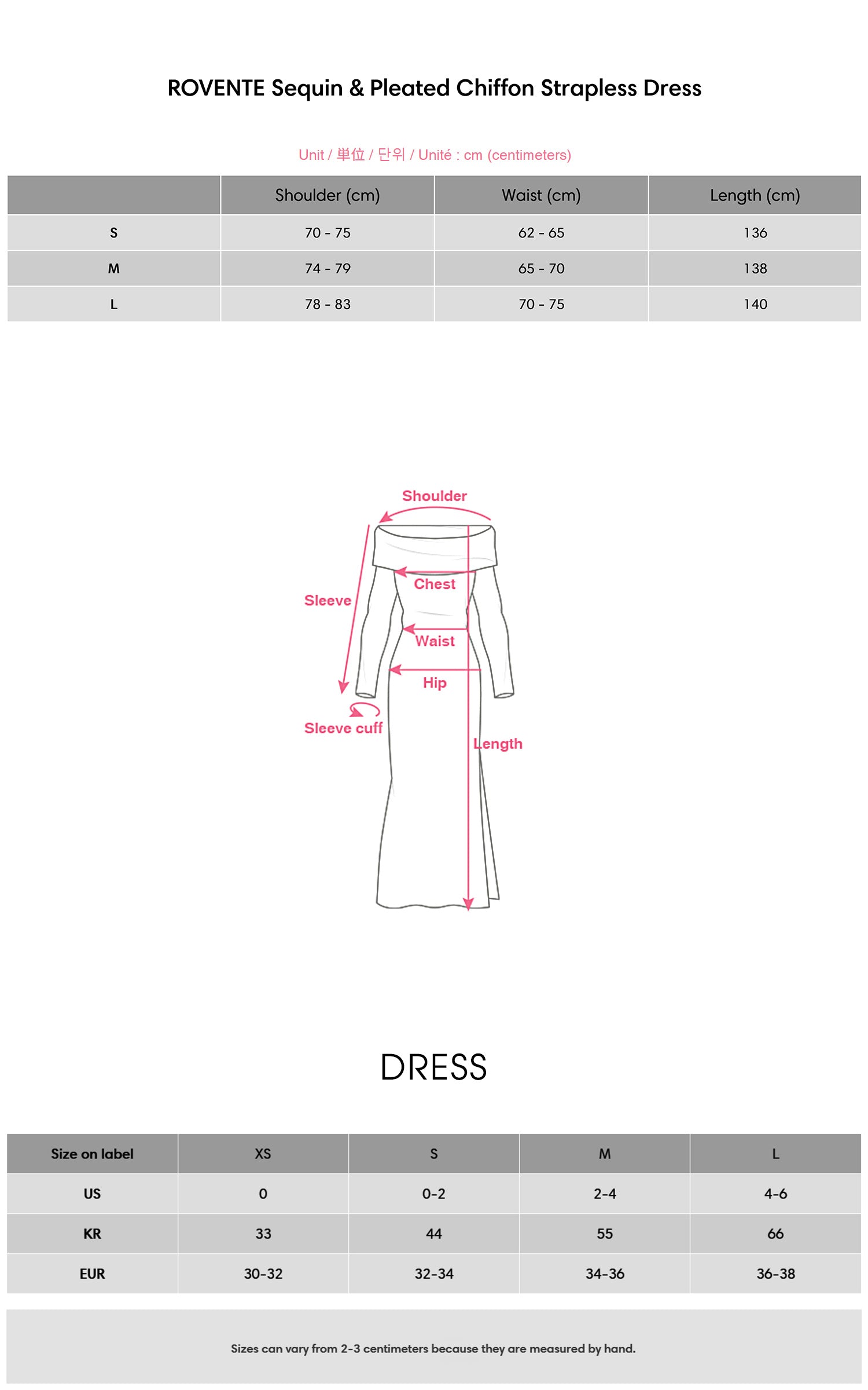ROVENTE Sequin &amp; Pleated Chiffon Strapless Dress - PINKPARKS