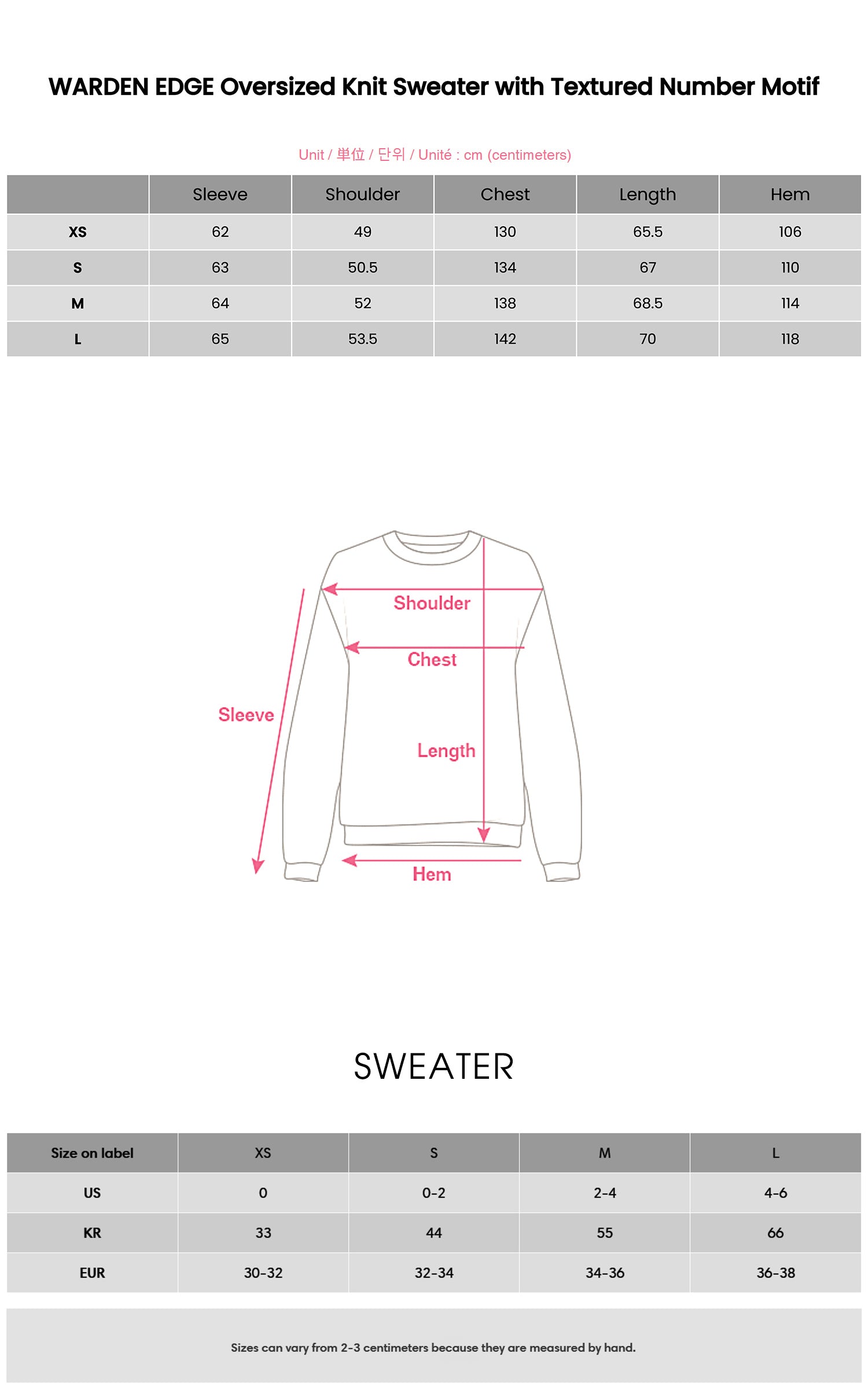 WARDEN EDGE Oversized Knit Sweater with Textured Number Motif