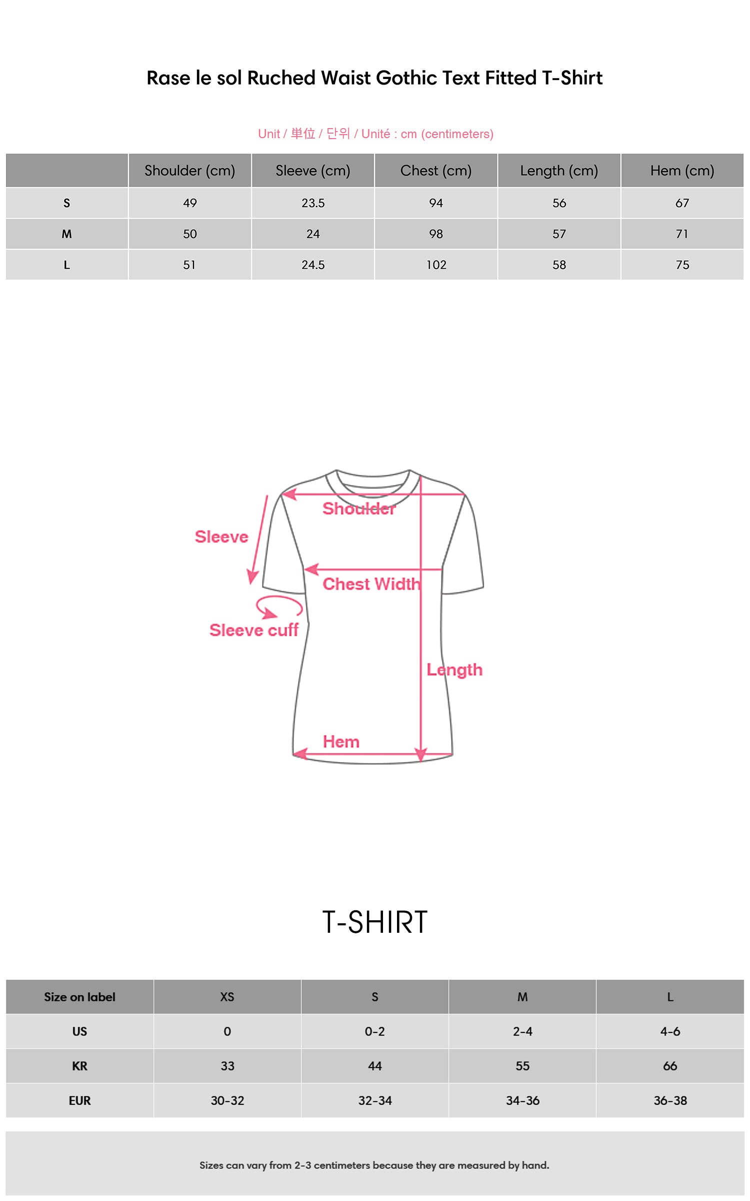 Rase le sol Ruched Waist Gothic Text Fitted T-Shirt - PINKPARKS