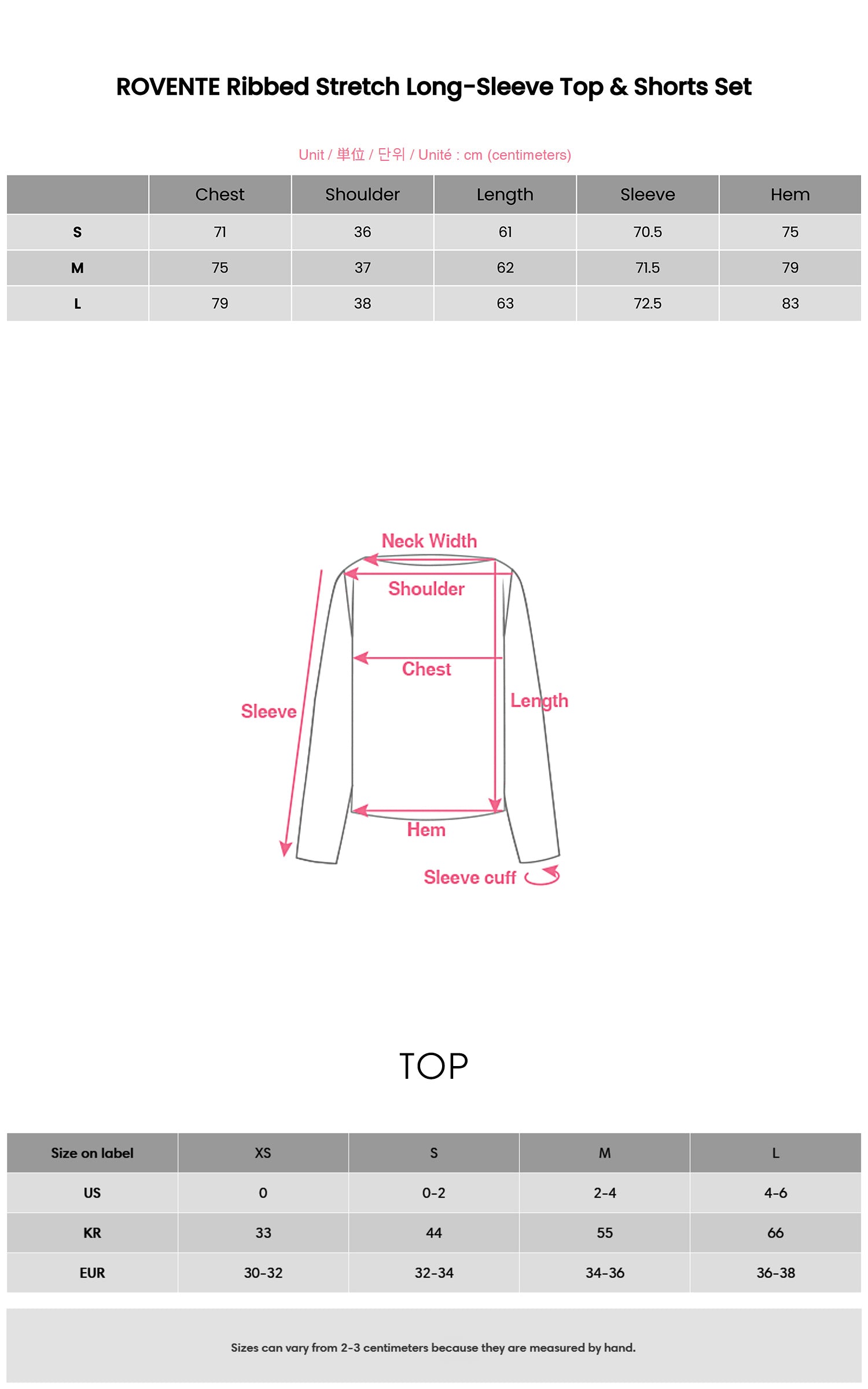 ROVENTE リブストレッチ長袖トップ &amp; ショートセット
