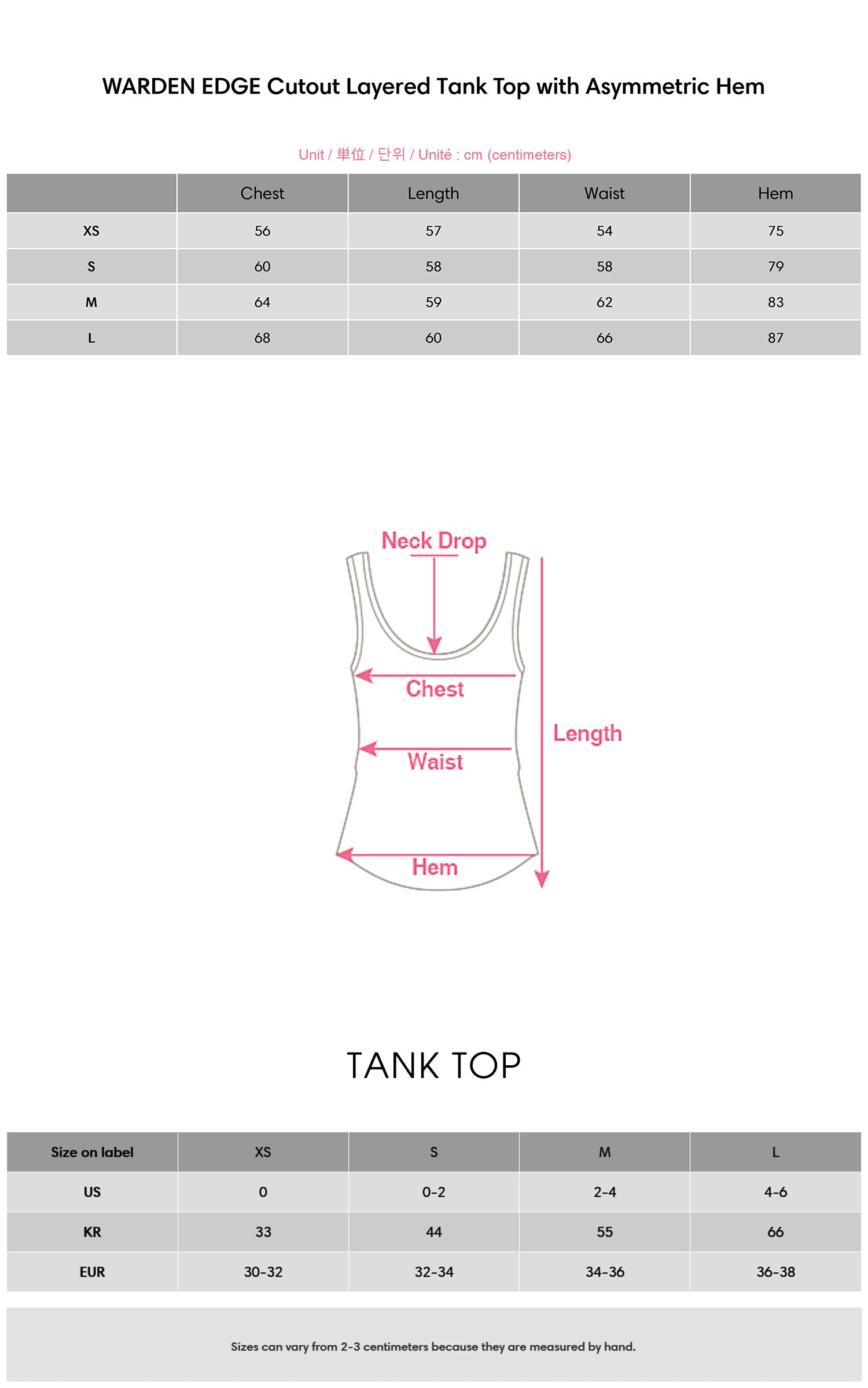 WARDEN EDGE Cutout Layered Tank Top with Asymmetric Hem