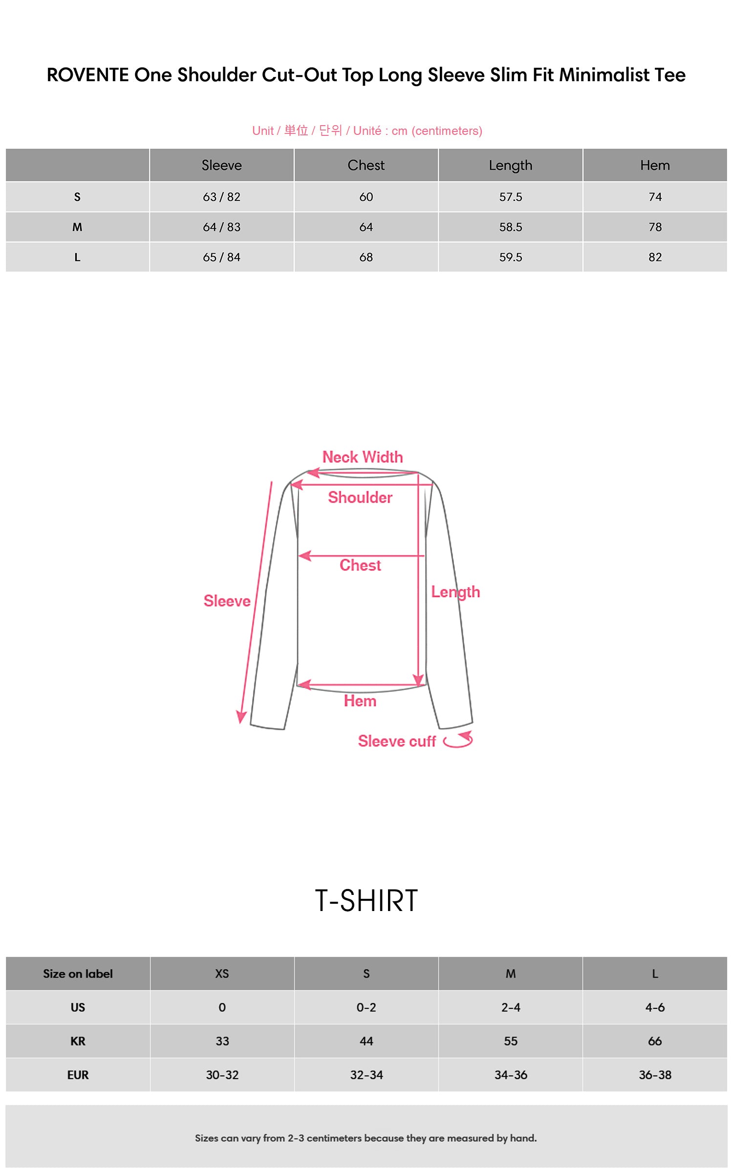 ROVENTE One Shoulder Cut-Out Top Long Sleeve Slim Fit Minimalist Tee