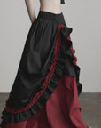 DOINDULGE Flared Skirt with Layered Frill Draping and Contrast Underskirt