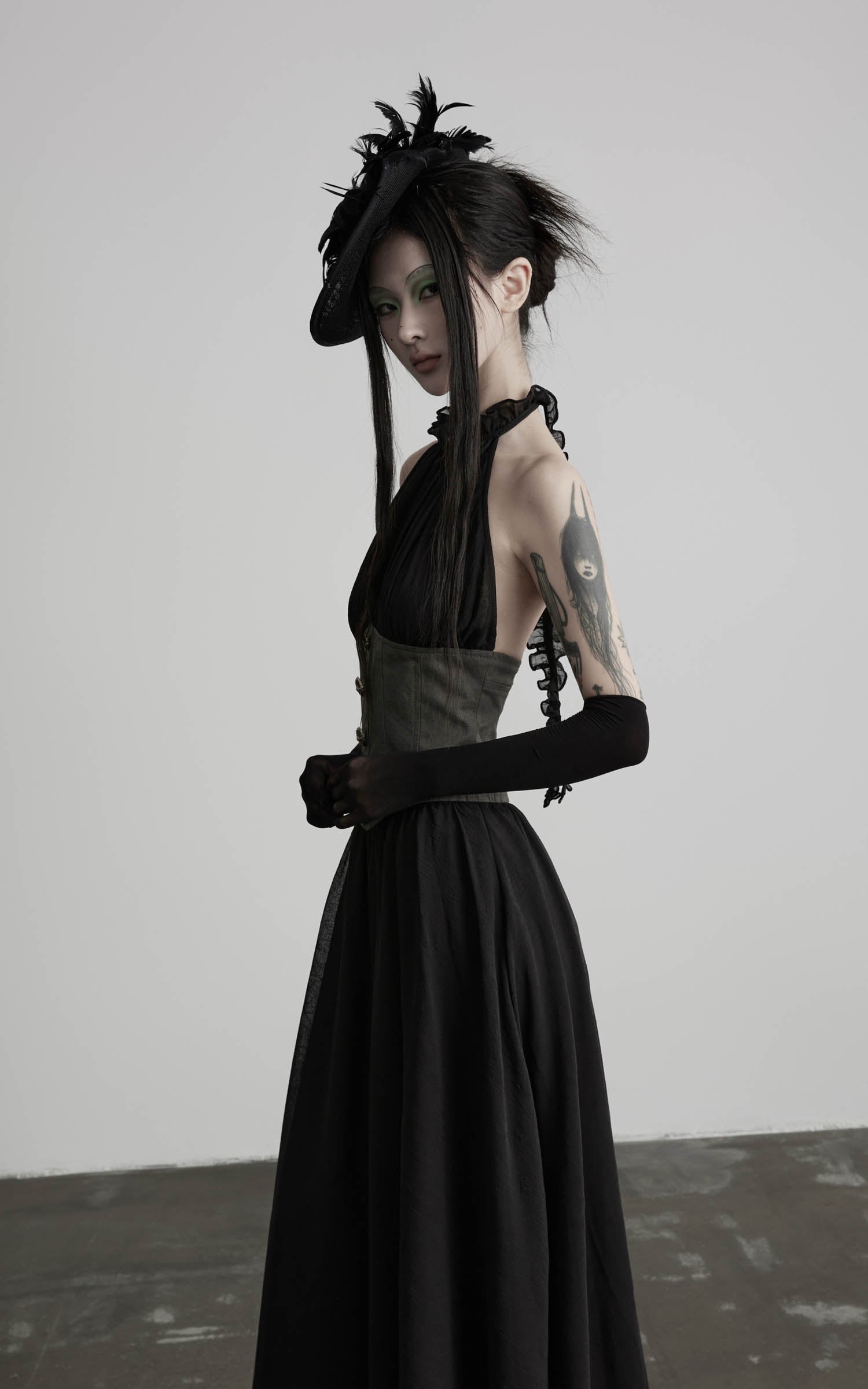 DOINDULGE Gathered Halter Corset Maxi Dress