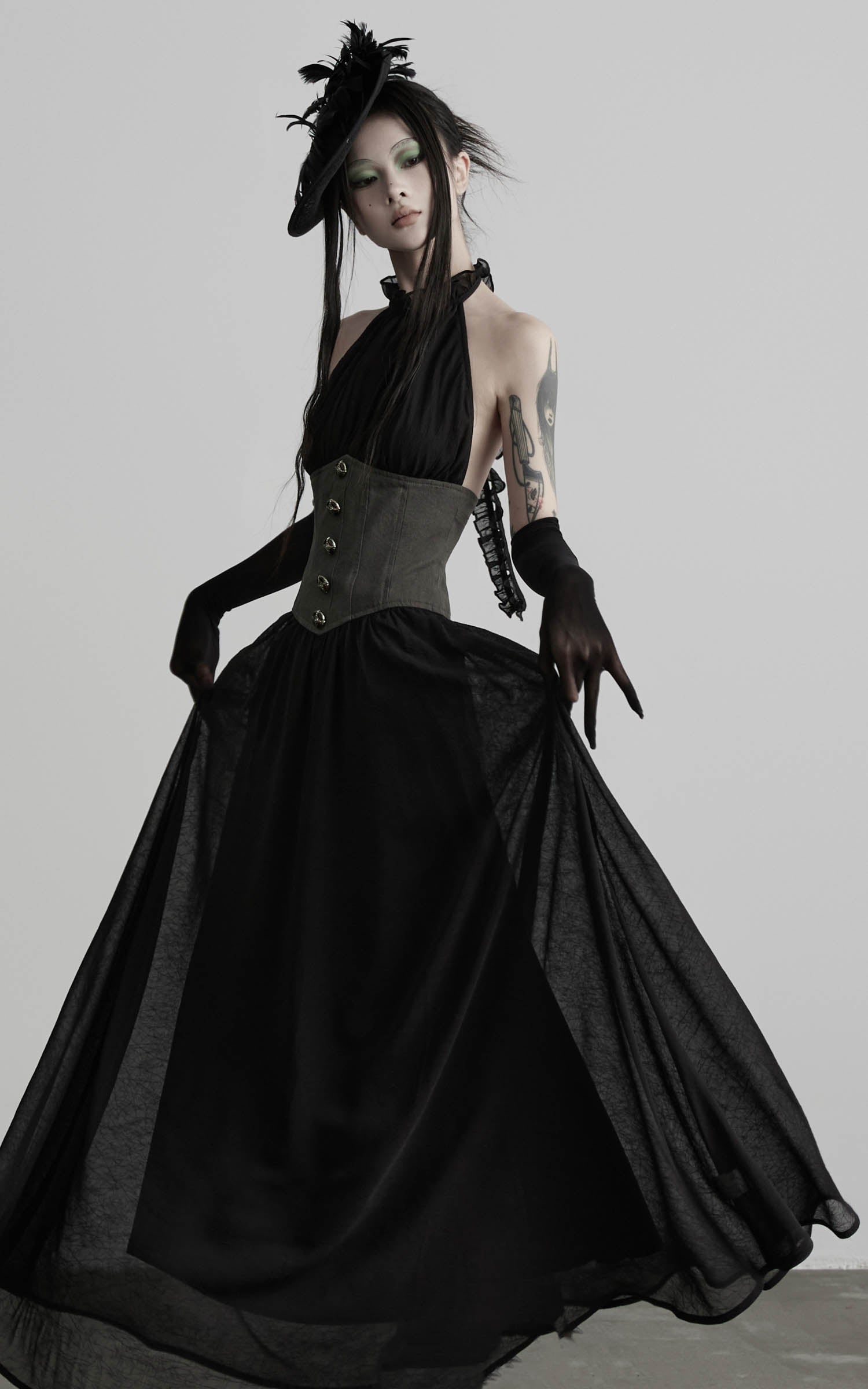 DOINDULGE Gathered Halter Corset Maxi Dress