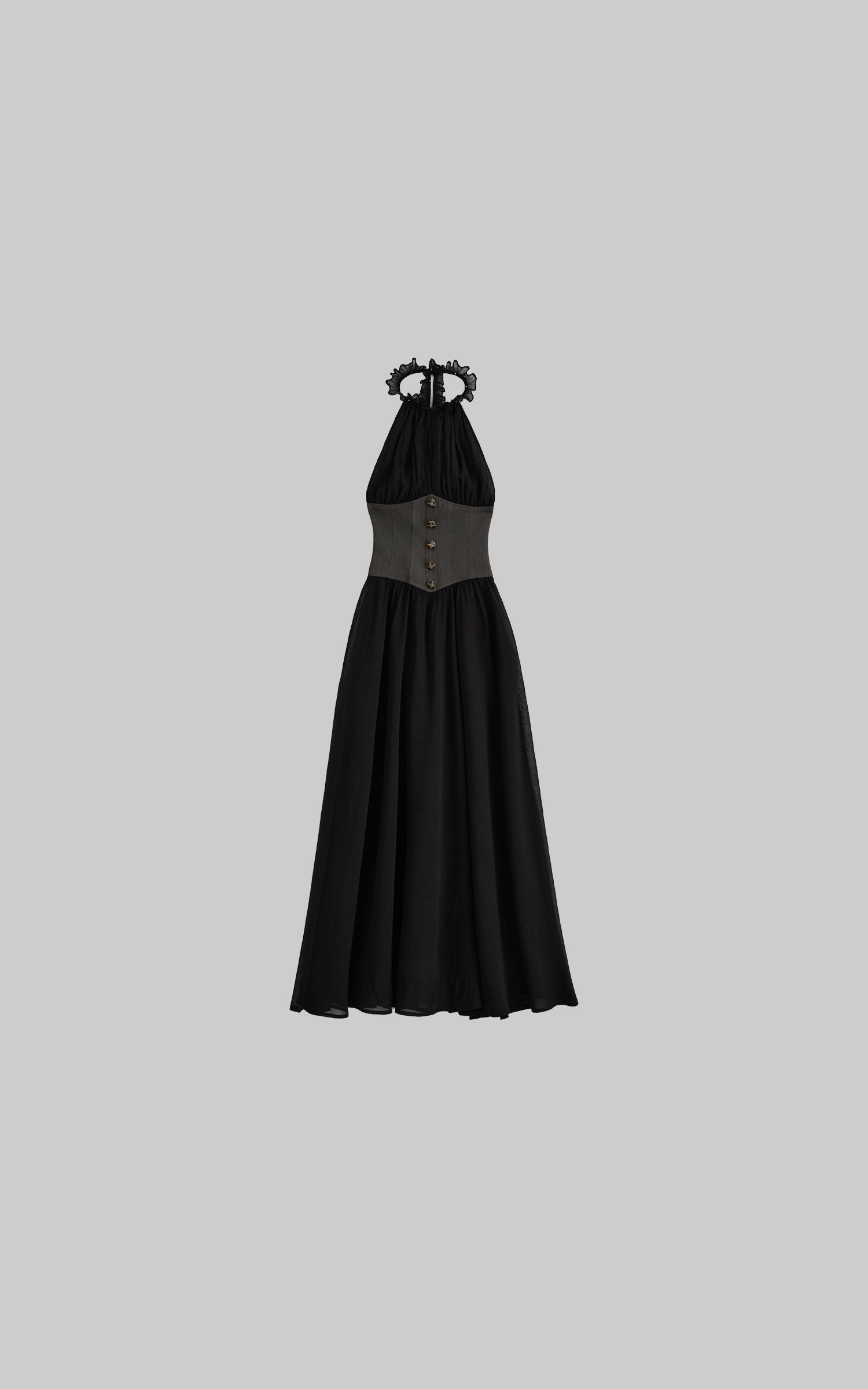 DOINDULGE Gathered Halter Corset Maxi Dress