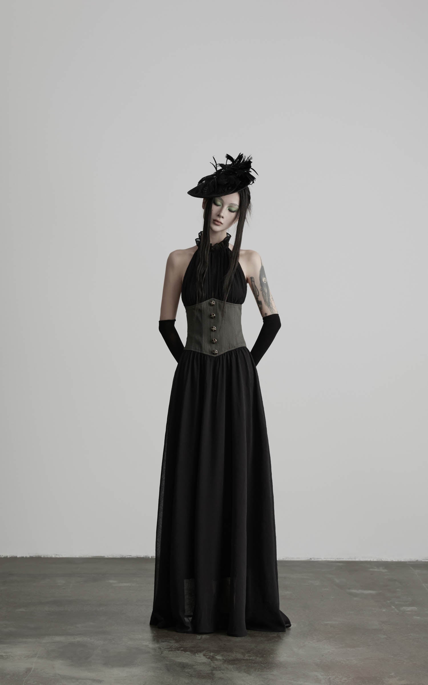 DOINDULGE Gathered Halter Corset Maxi Dress