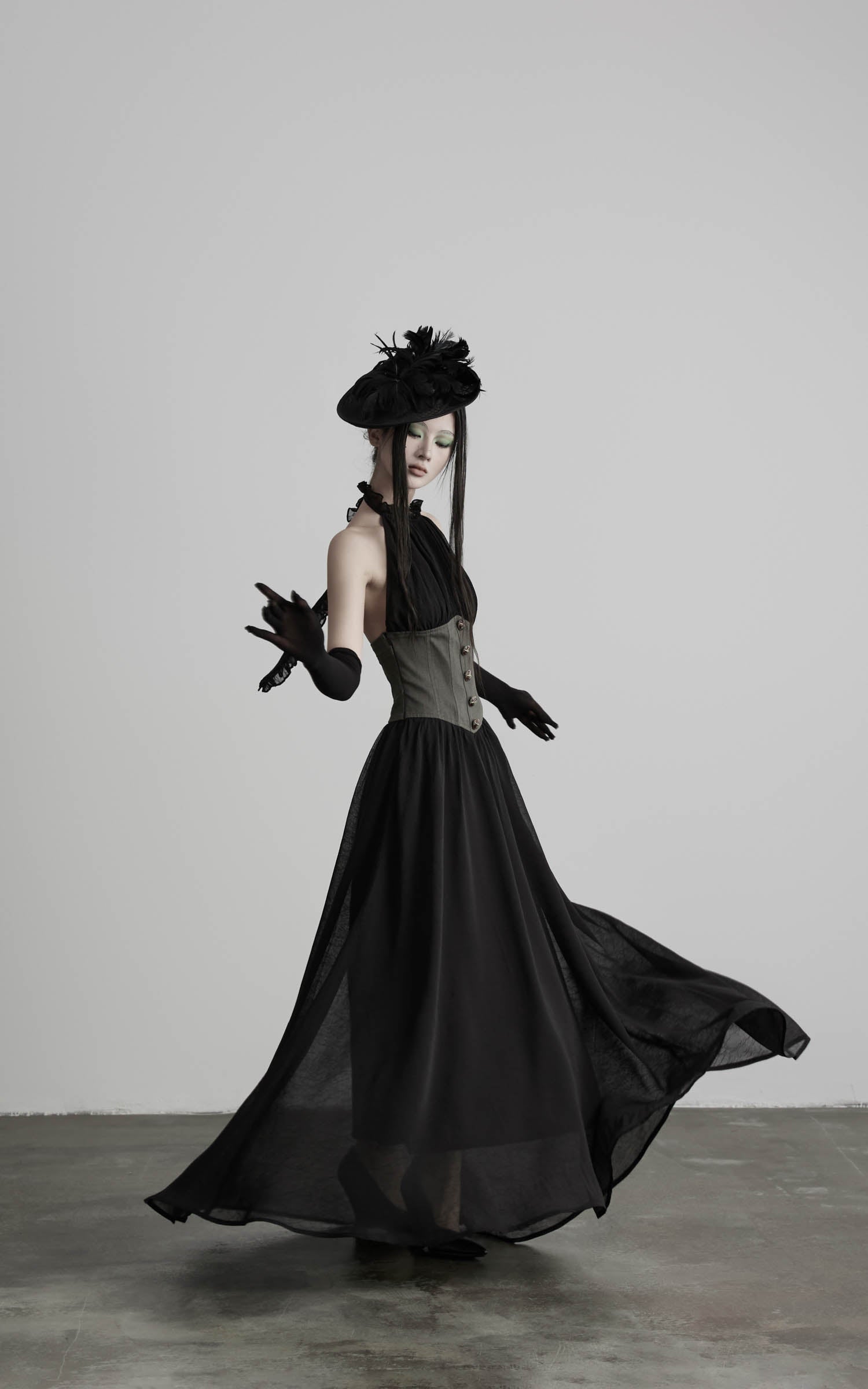 DOINDULGE Gathered Halter Corset Maxi Dress
