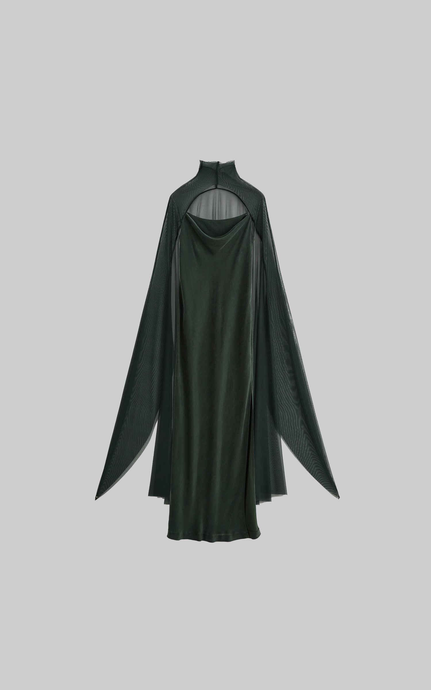 DOINDULGE Slip Maxi Dress Mesh Cape Set