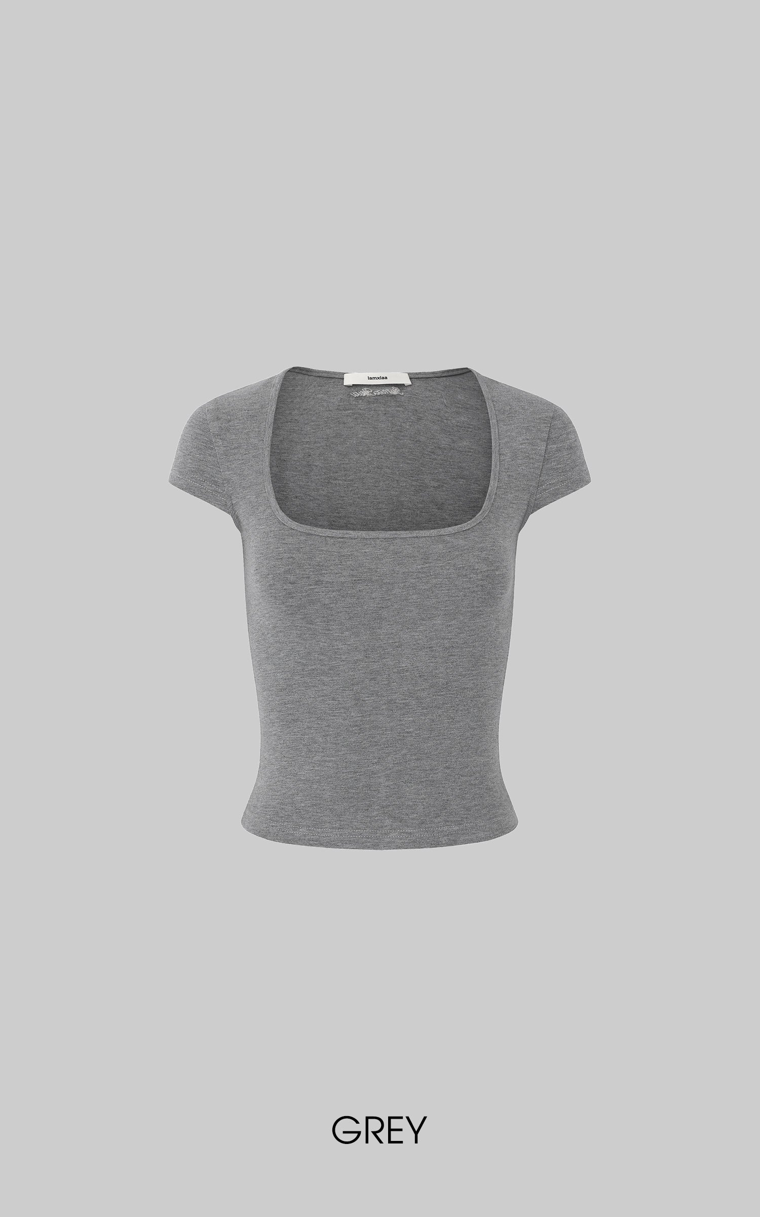IAMXIAA Square Neck Fitted Short Sleeve T-Shirt