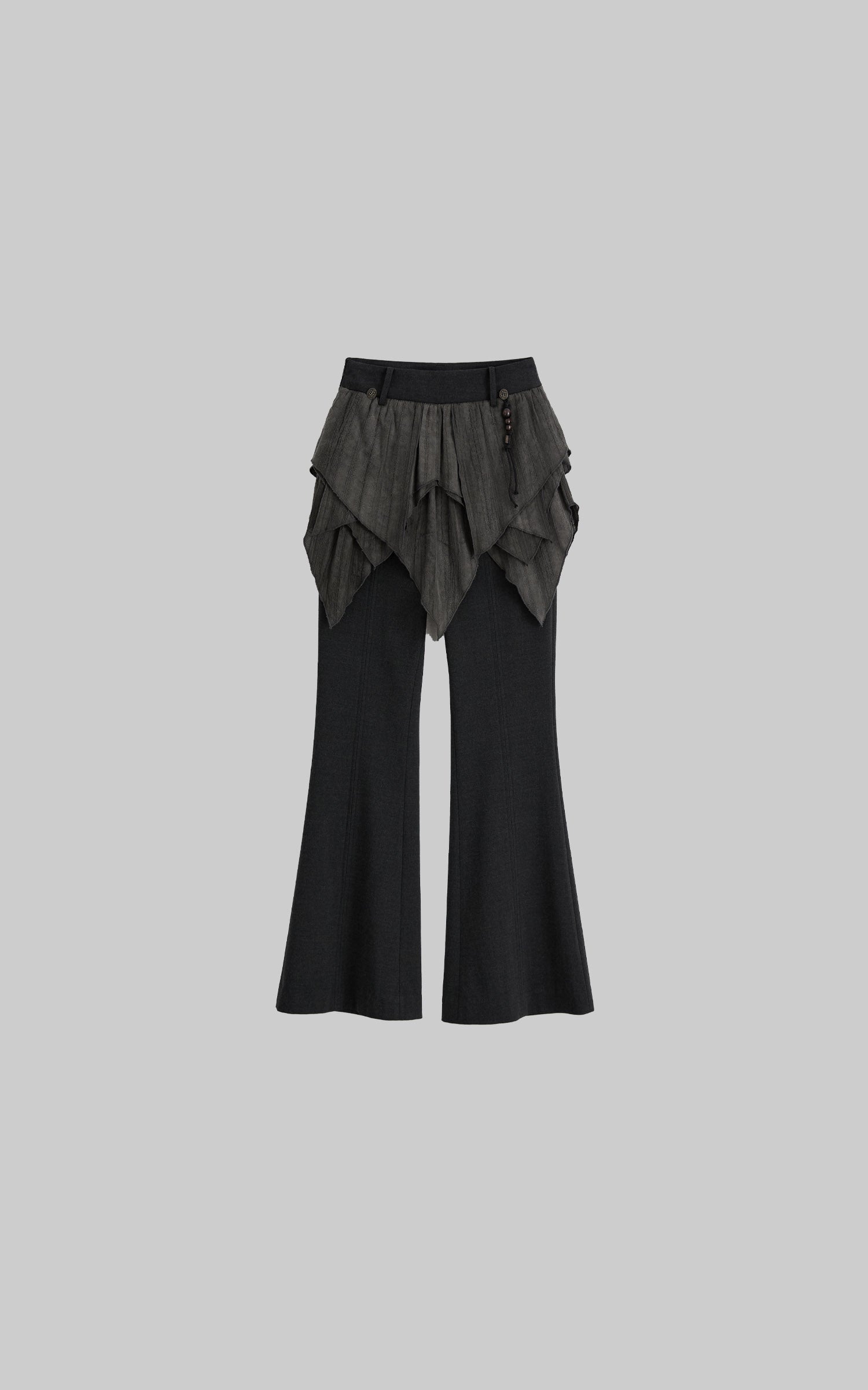 DOINDULGE Flared Pants Layered Wrap Panel