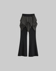 DOINDULGE Flared Pants Layered Wrap Panel