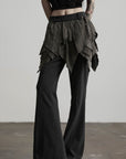 DOINDULGE Flared Pants Layered Wrap Panel