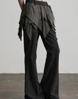 DOINDULGE Flared Pants Layered Wrap Panel