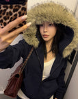Hydrae Plush-Trim Zip-Up Hoodie & Wide-Leg Sweatpants Set