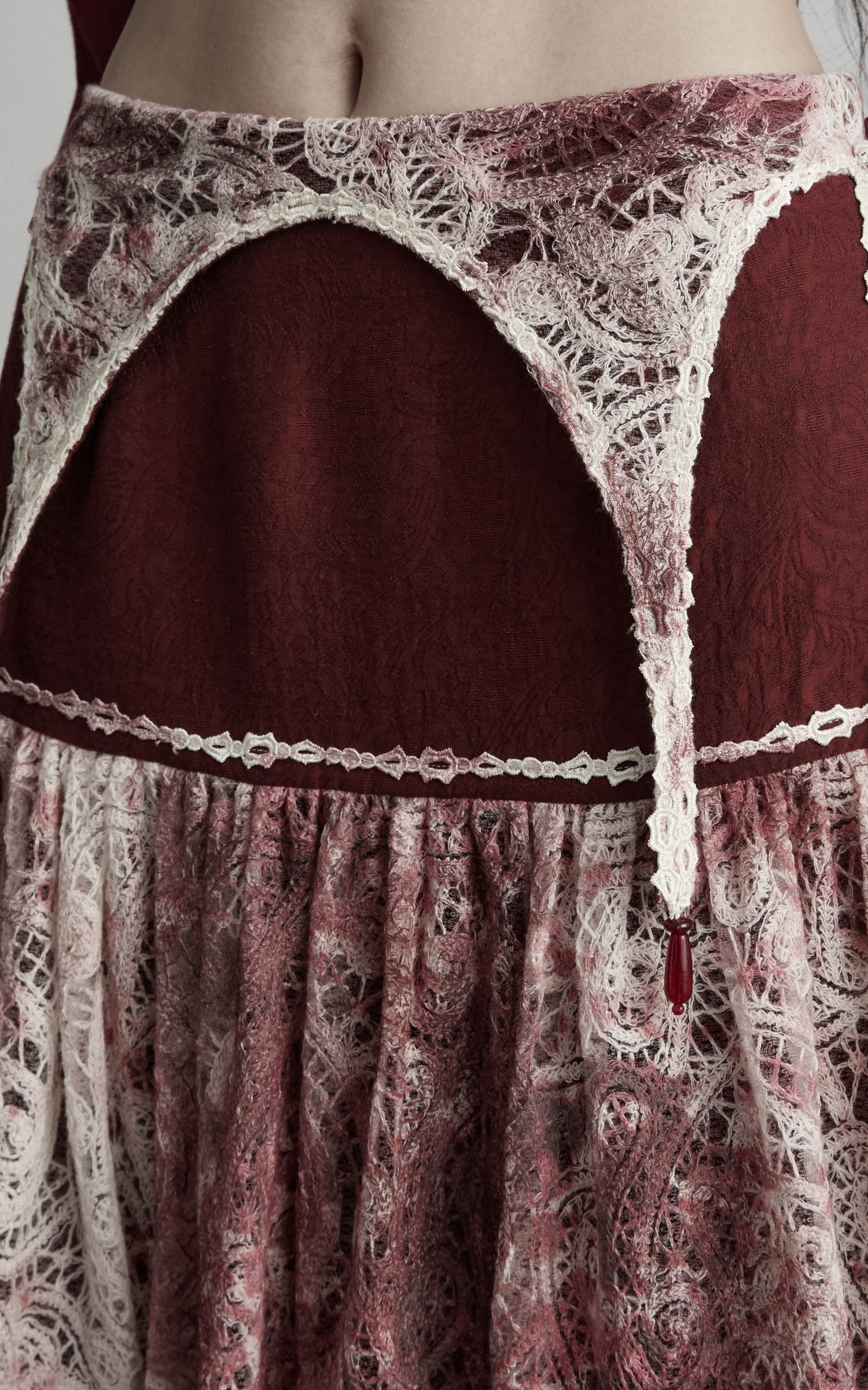 DOINDULGE Deconstructed Lace Panel Maxi Skirt