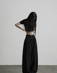DOINDULGE Mock Neck Ruched Knit T-Shirt