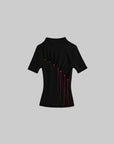 DOINDULGE Mock Neck Ruched Knit T-Shirt
