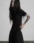 DOINDULGE Mock Neck Ruched Knit T-Shirt