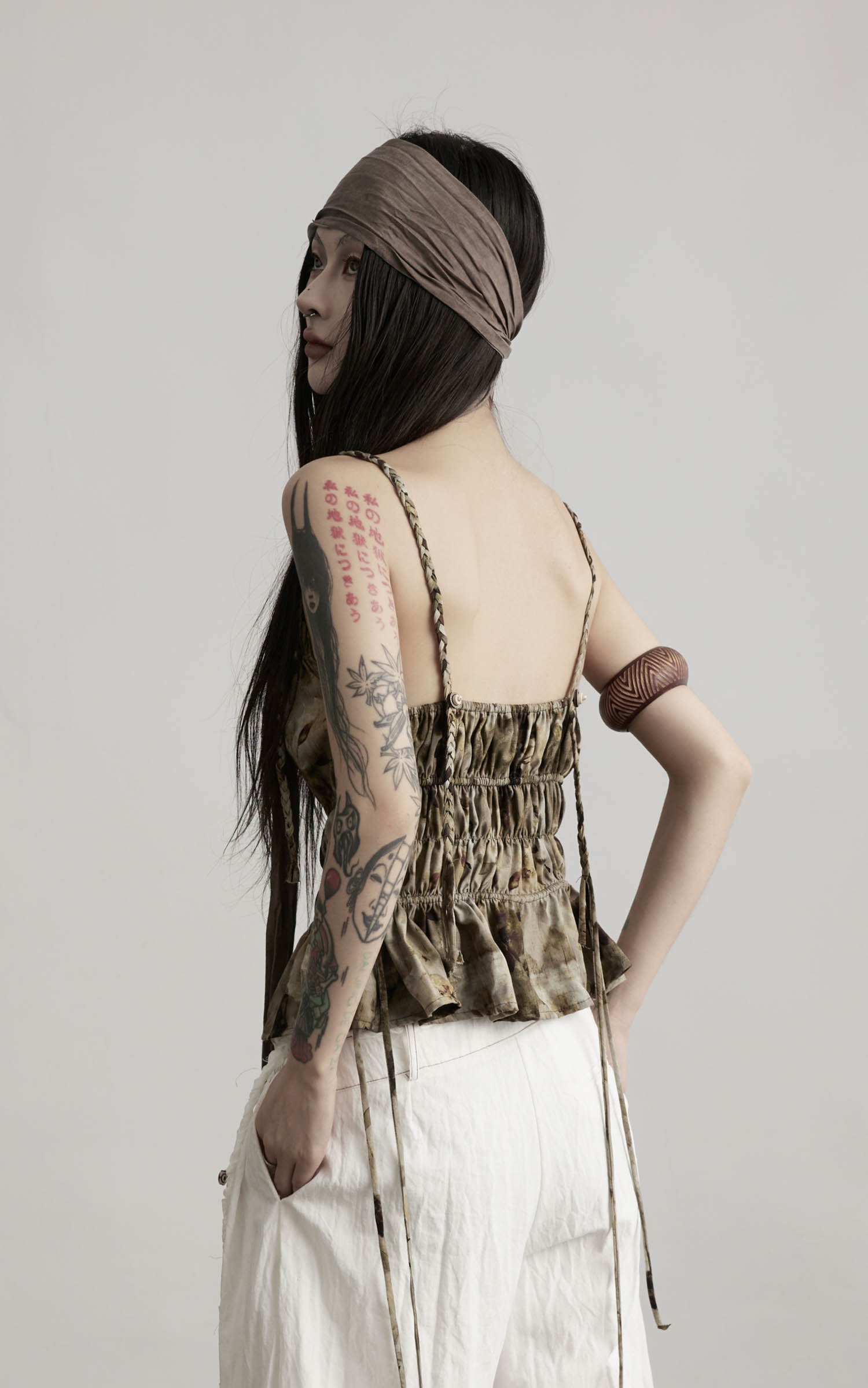 DOINDULGE Ruched Printed Cami Top
