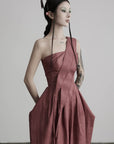 DOINDULGE One-Shoulder Pleated Maxi Dress