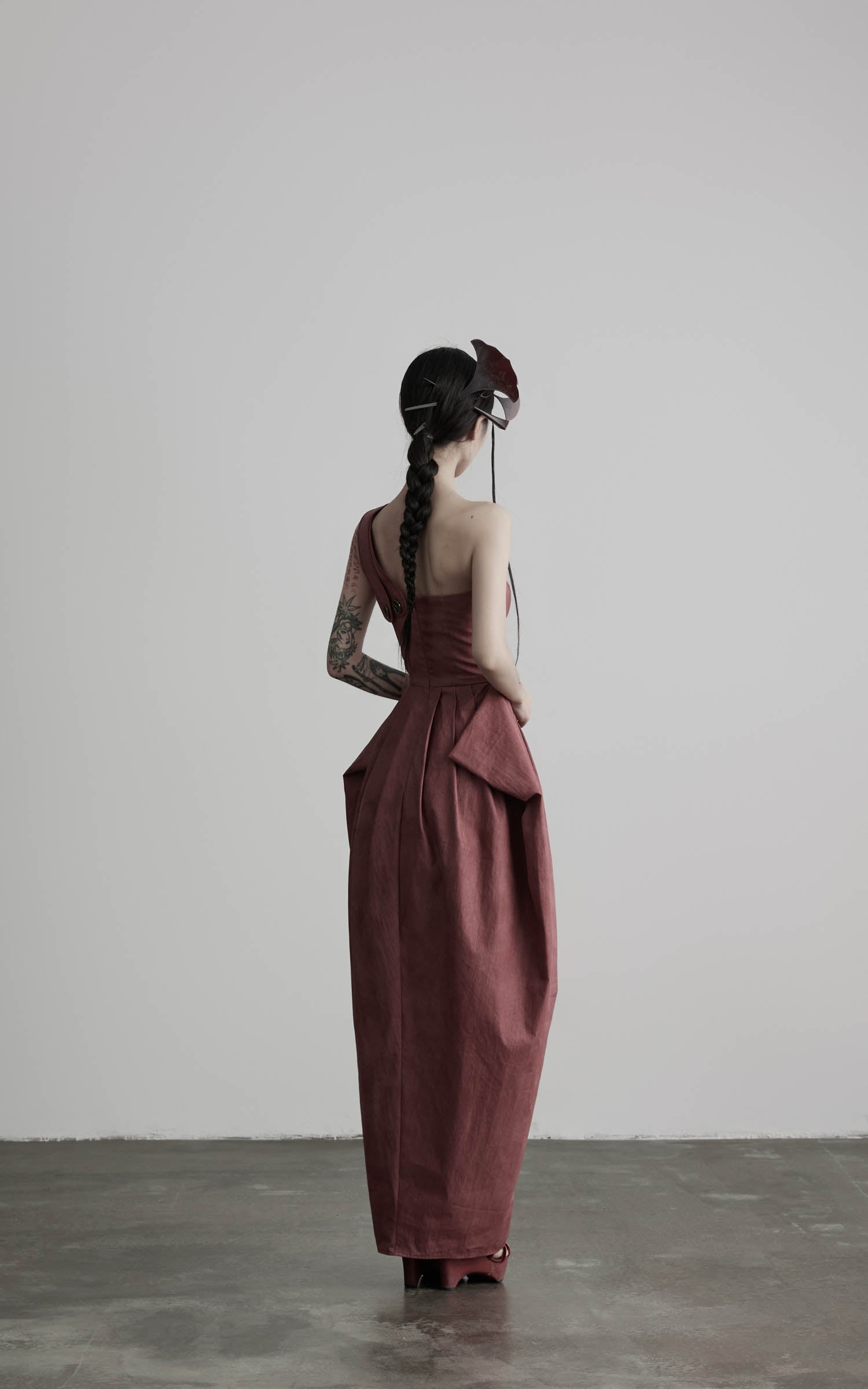 DOINDULGE One-Shoulder Pleated Maxi Dress