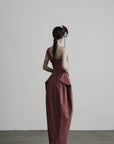 DOINDULGE One-Shoulder Pleated Maxi Dress