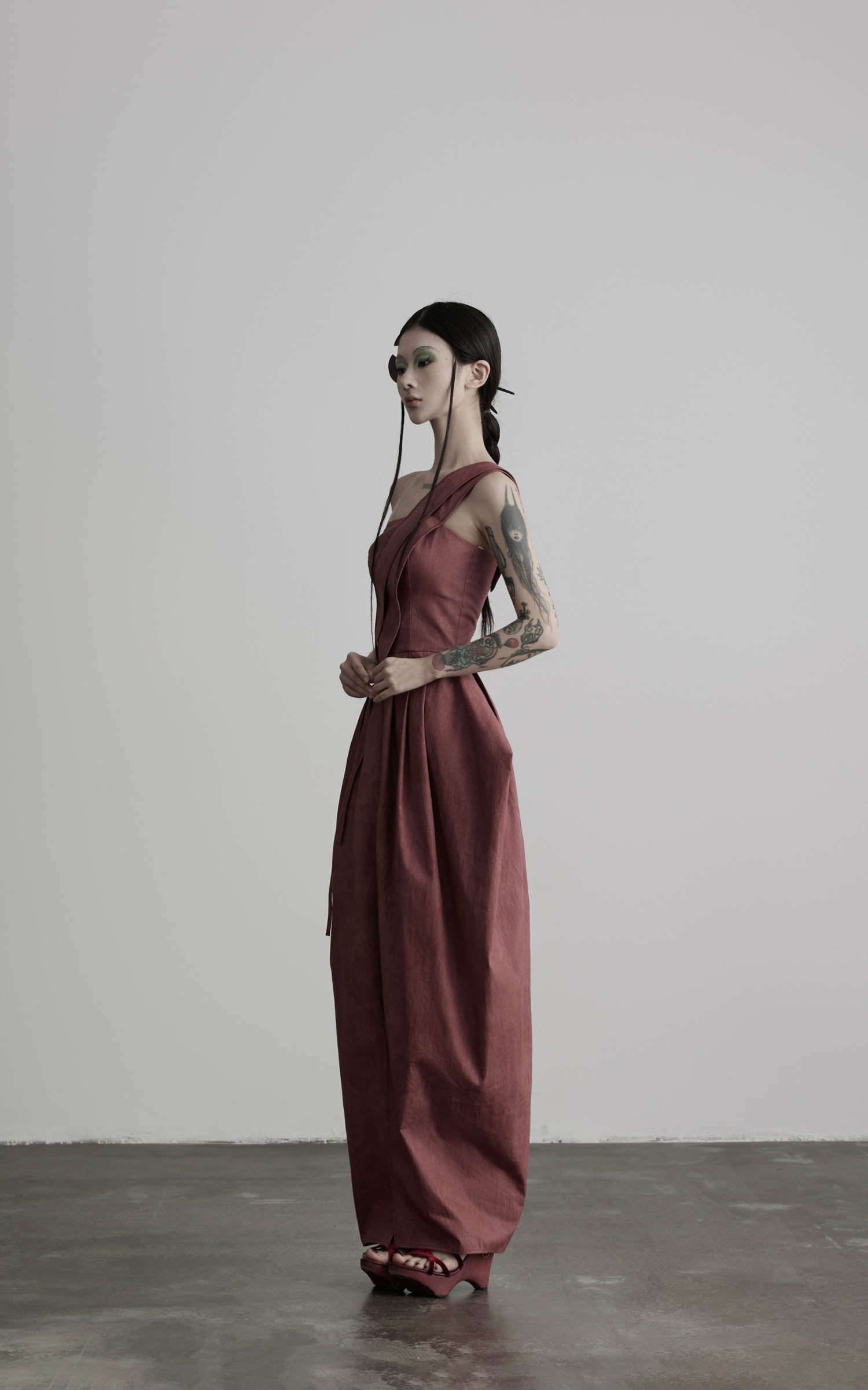 DOINDULGE One-Shoulder Pleated Maxi Dress